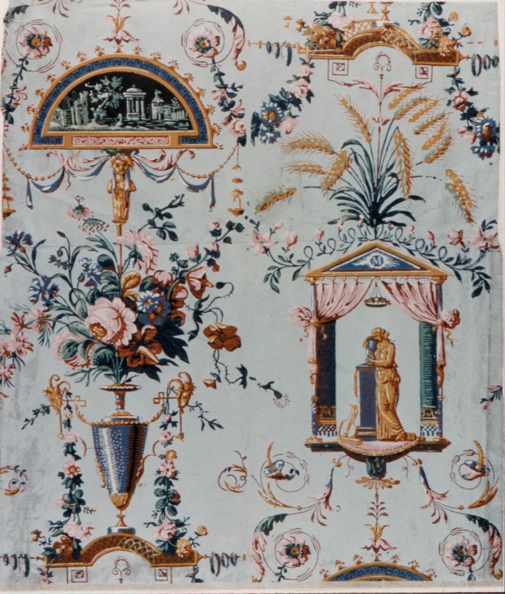 Floral Wallpaper with Classical Elements by Réveillon