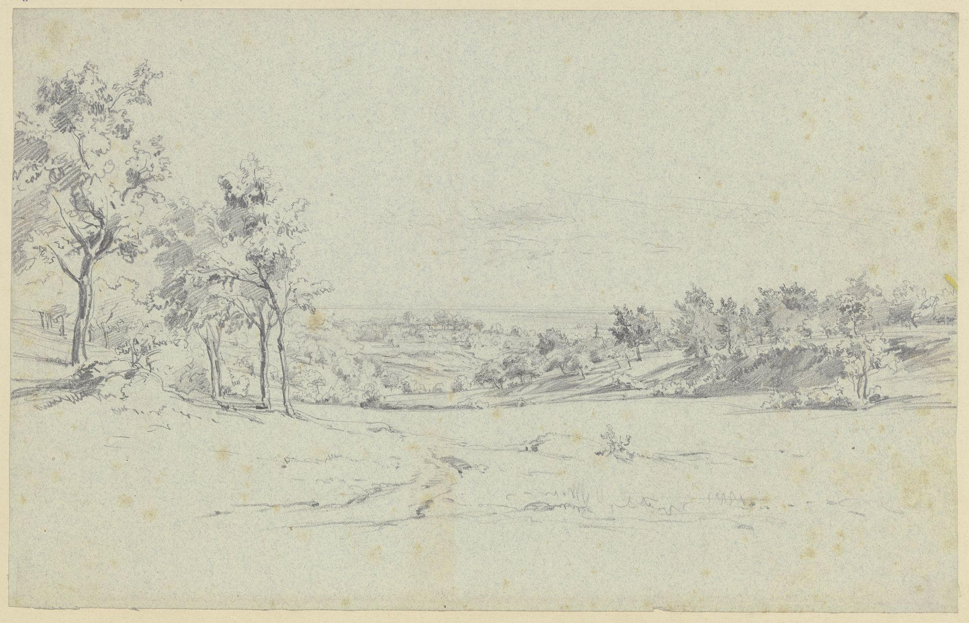 Wiesenlandschaft mit Bäumen by Adolf Hoeffler