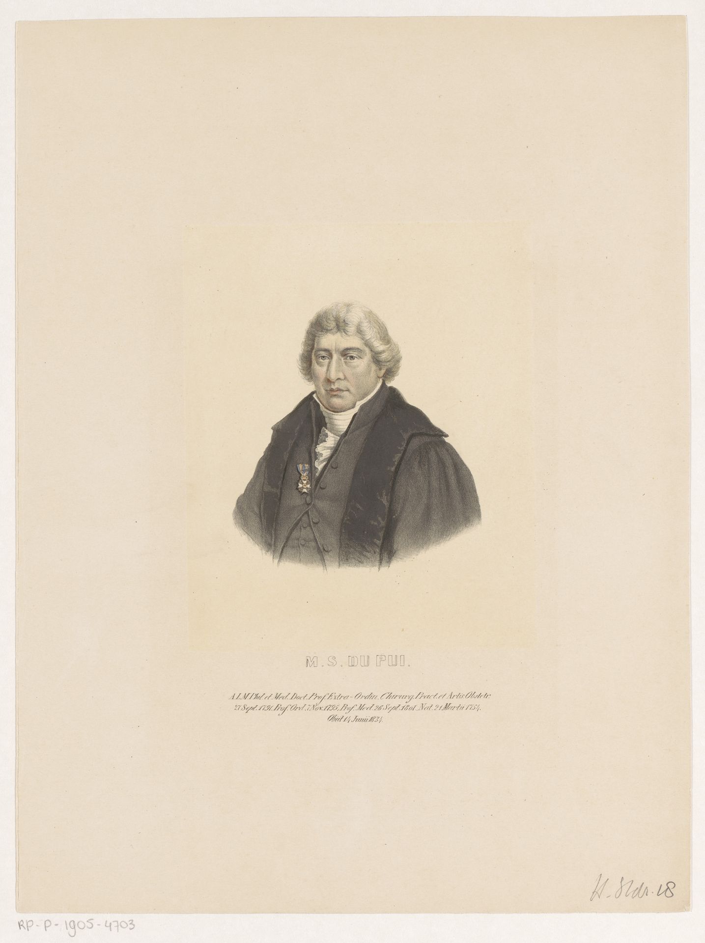 Portret van Meinardus Simon du Pui by Leendert (I) Springer