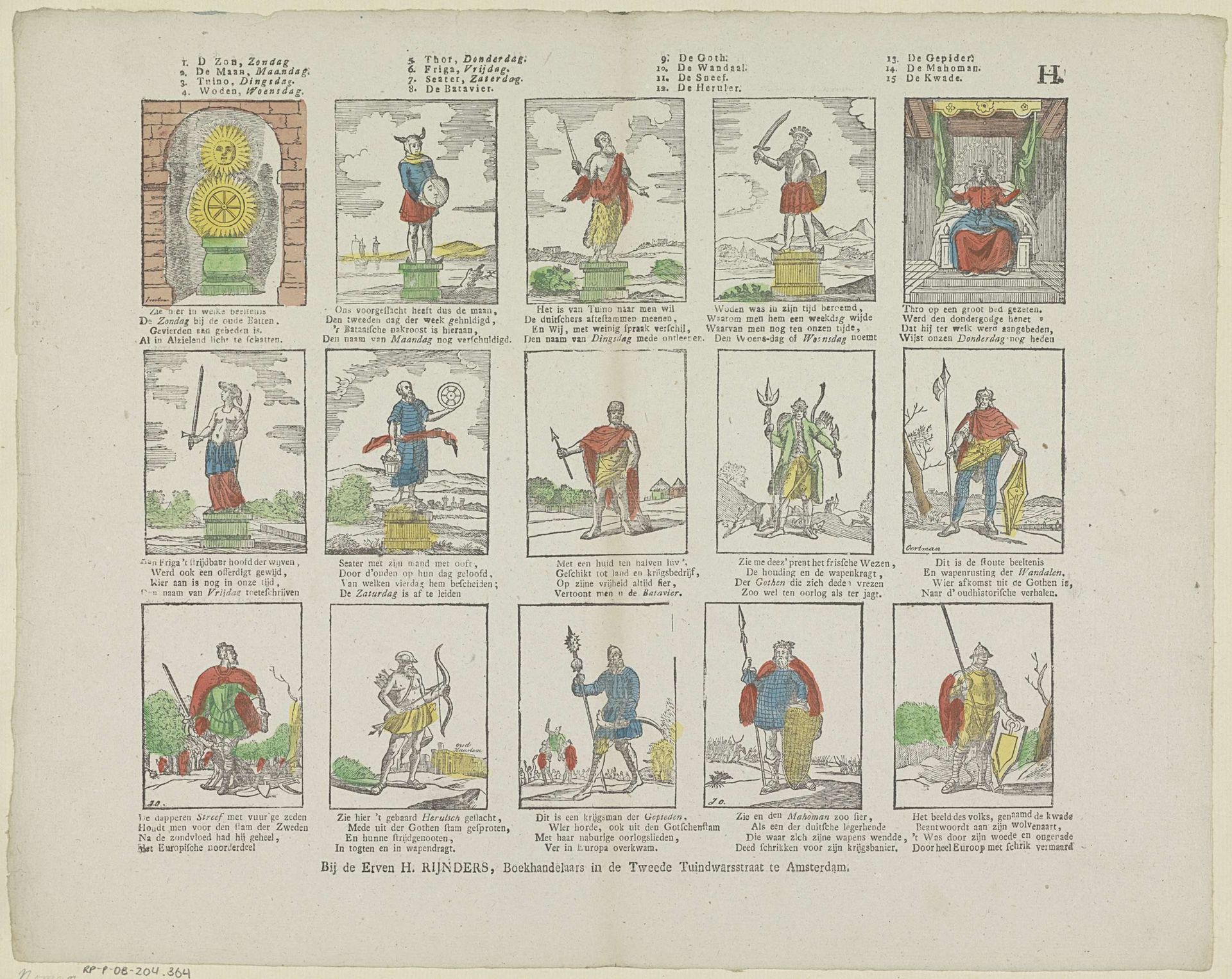 Mythologische figuren, de dagen van de week en verschillende volksstammen by Jan (Sr.) Oortman
