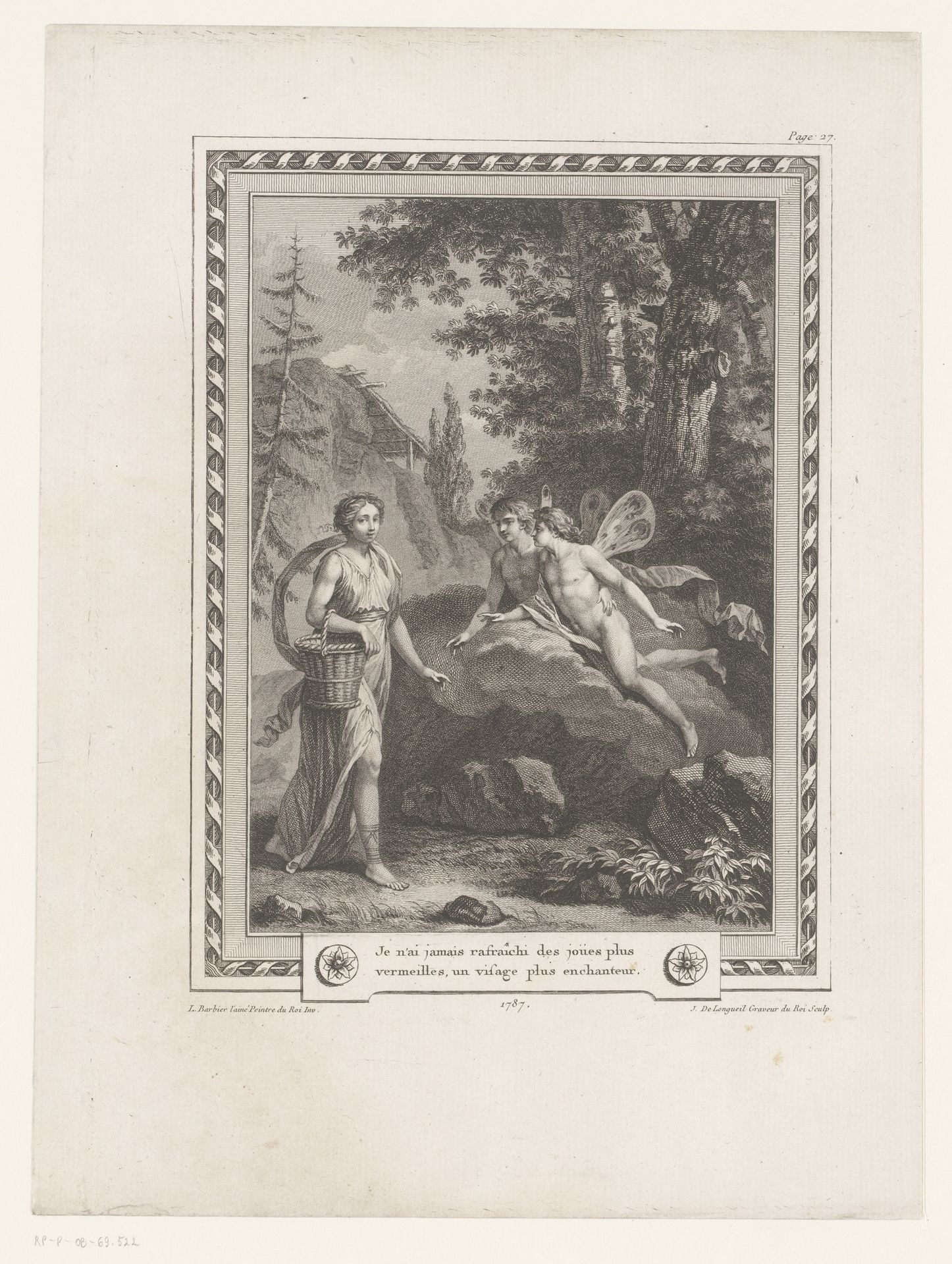 Vrouw met twee mannen met vlindervleugels by Joseph de Longueil