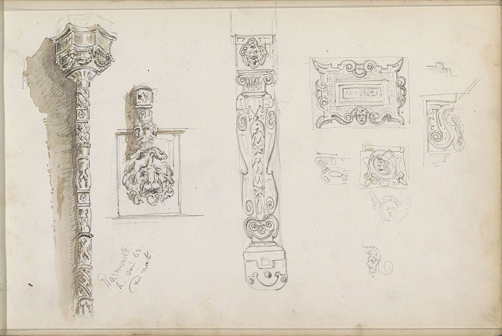Architectonische details uit de Warmoesstraat by Isaac Gosschalk