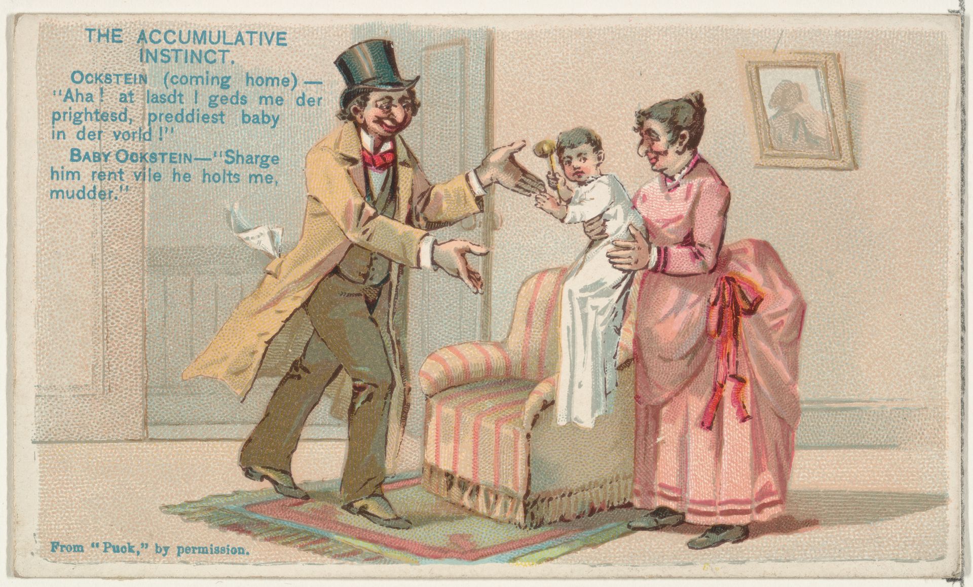The Accumulative Instinct, from the Snapshots from "Puck" series (N128) issued by Duke Sons & Co. to promote Honest Long Cut Tobacco by W. Duke, Sons & Co.