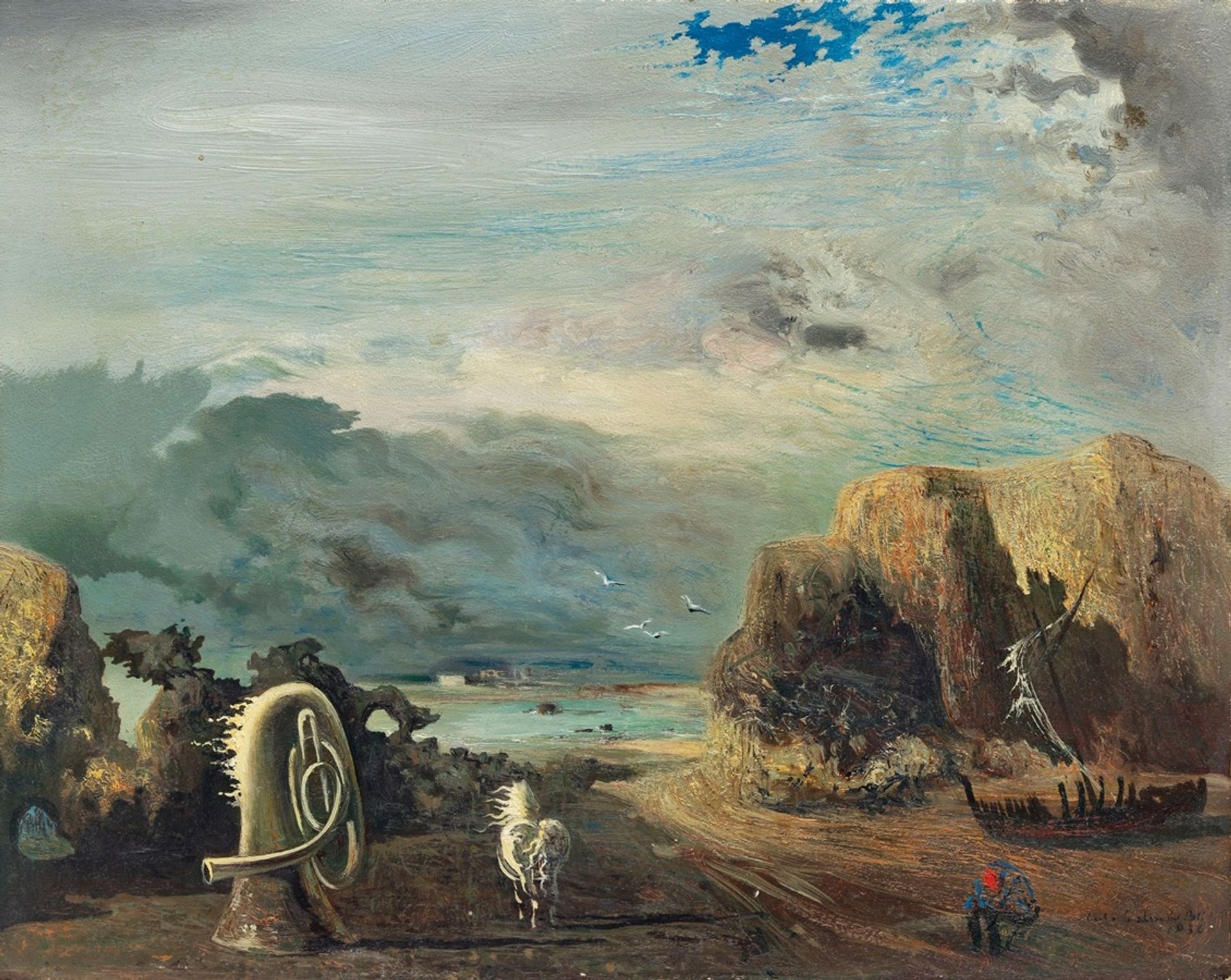 A Trombone and a Sofa Fashioned Out of Saliva by Salvador Dalí