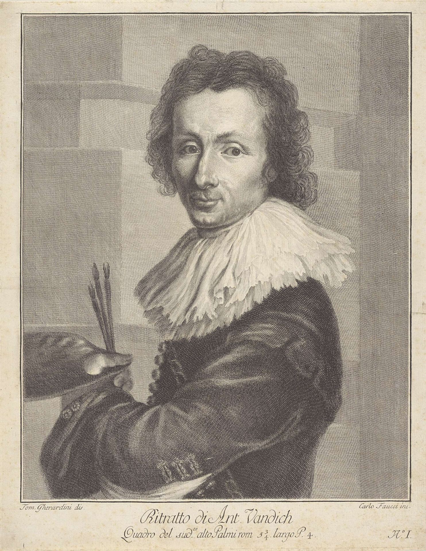 Portret van schilder Anthony van Dyck by Carlo Faucci
