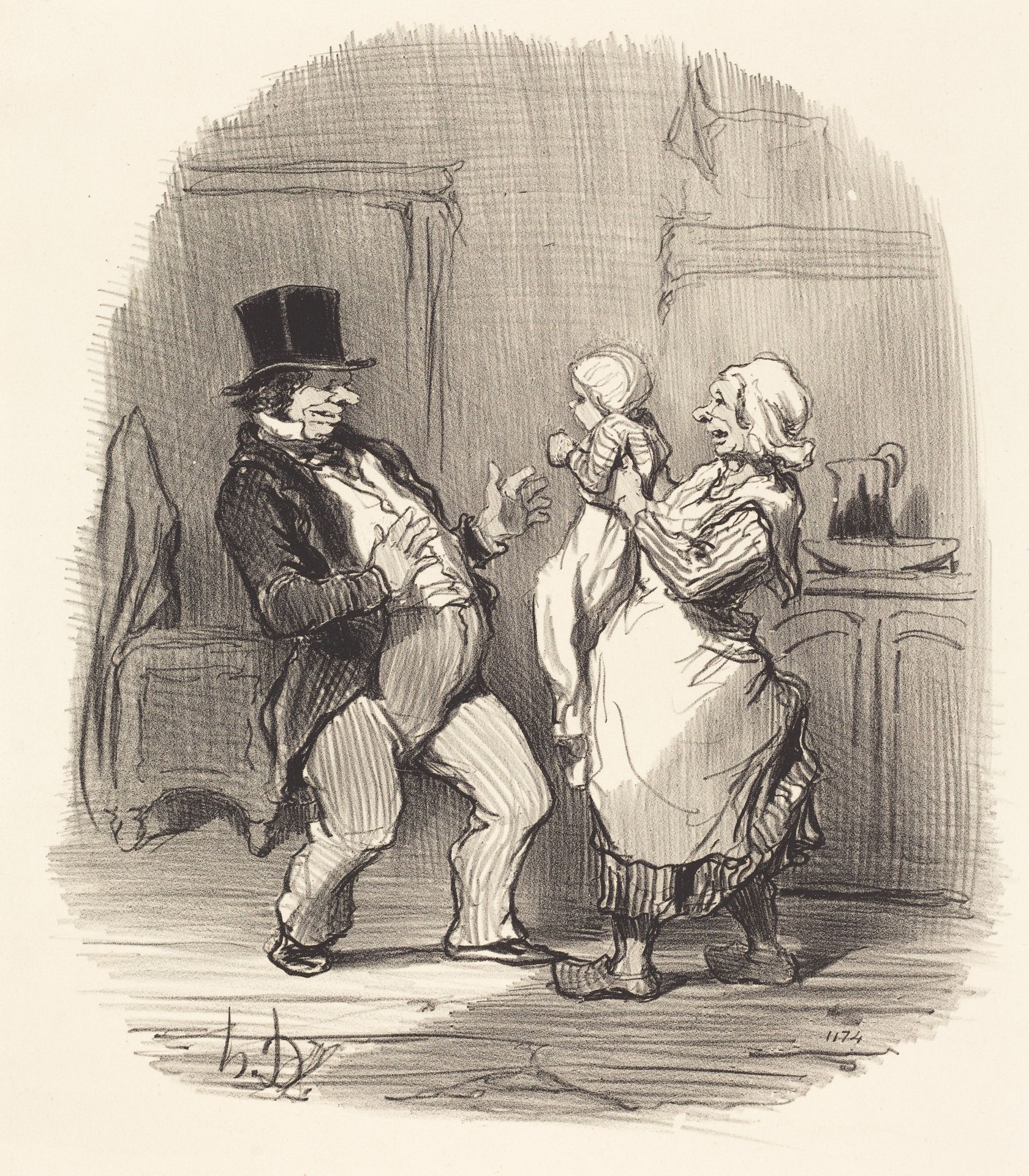 Ah! monsieur... faut pas lui rire comme ça... by Honoré Daumier