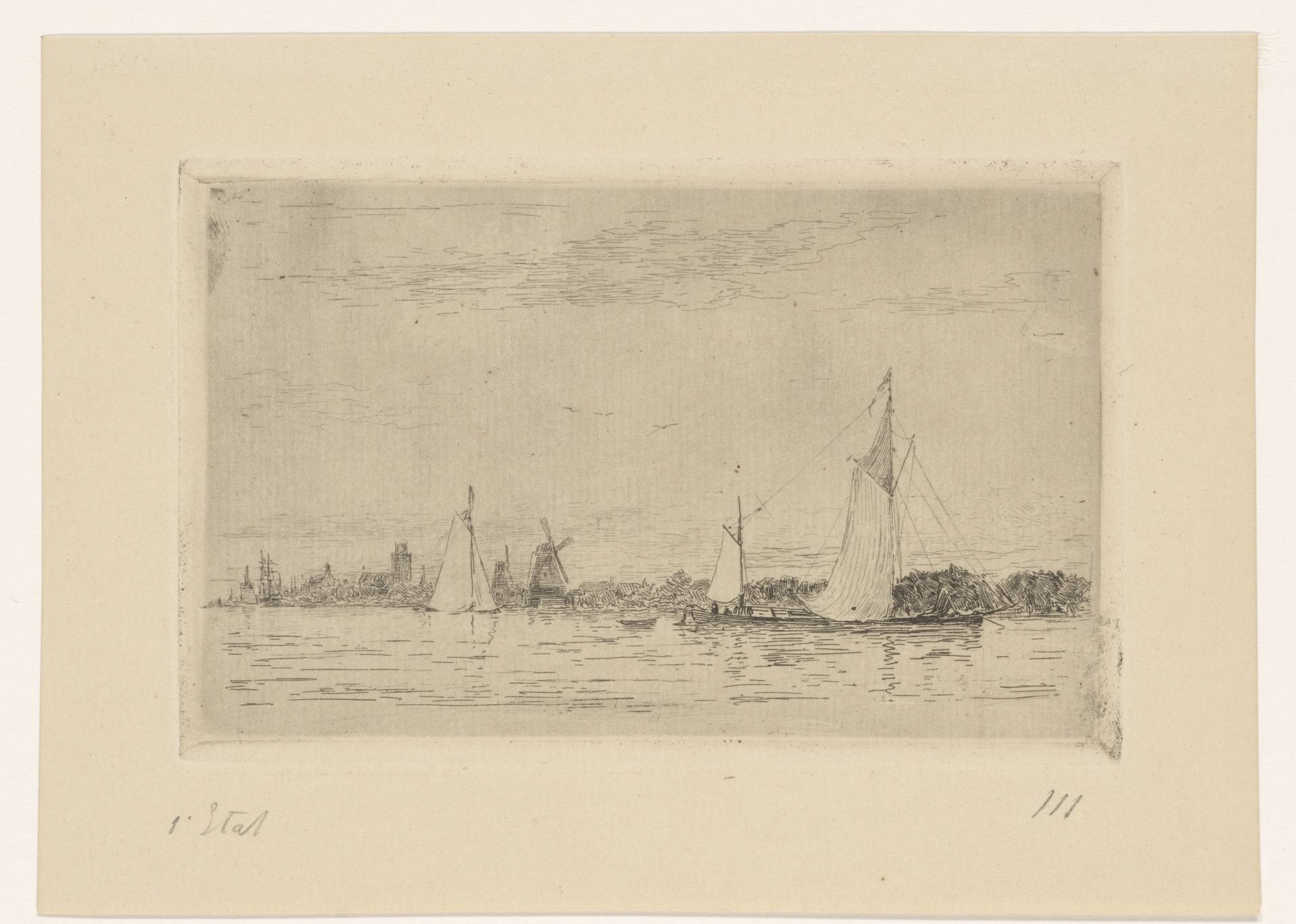 Gezicht op de Maas bij Dordrecht by Carel Nicolaas Storm van 's-Gravesande