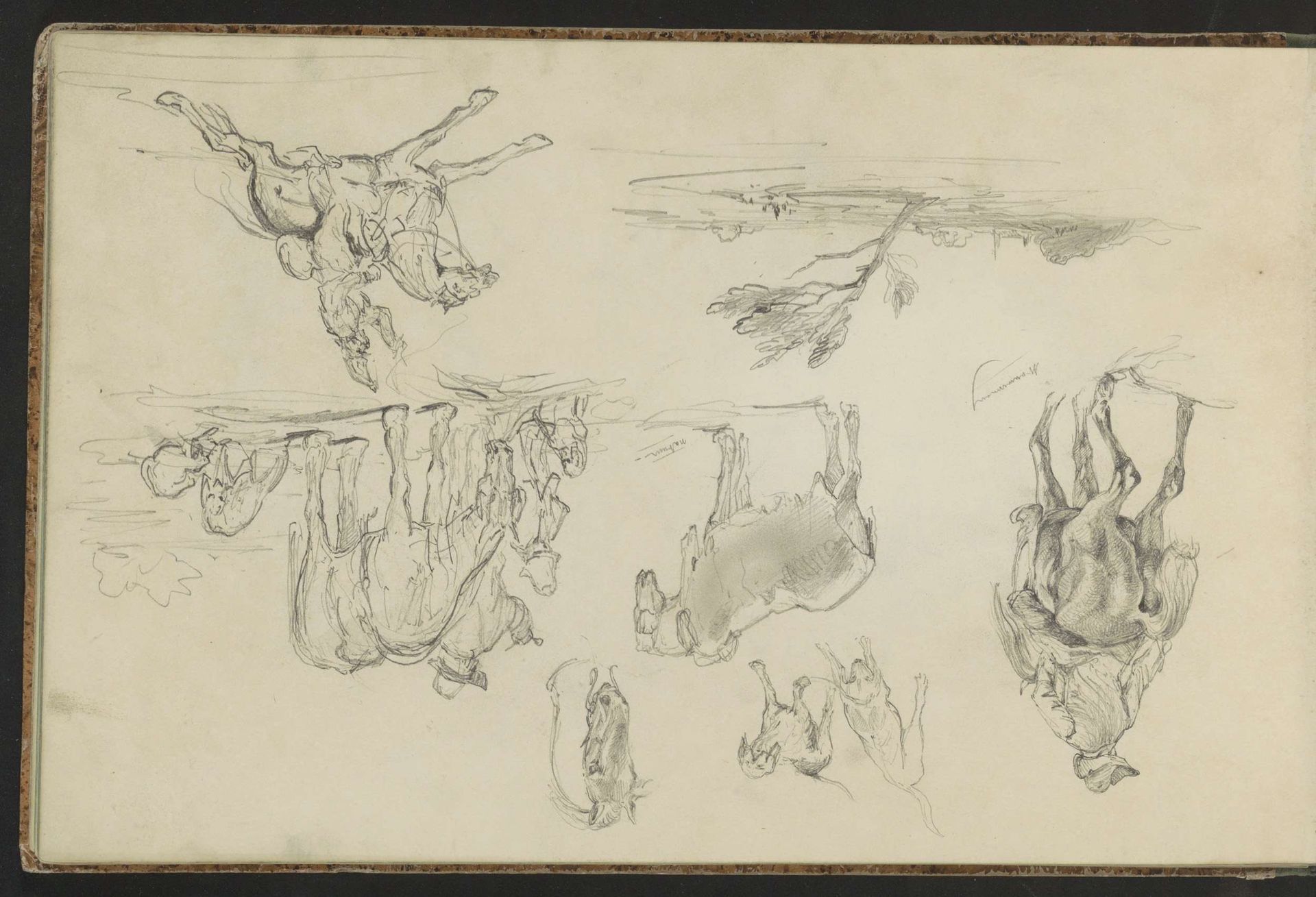 Trekpaarden, een ruiter, honden en een landschap by Johannes Tavenraat