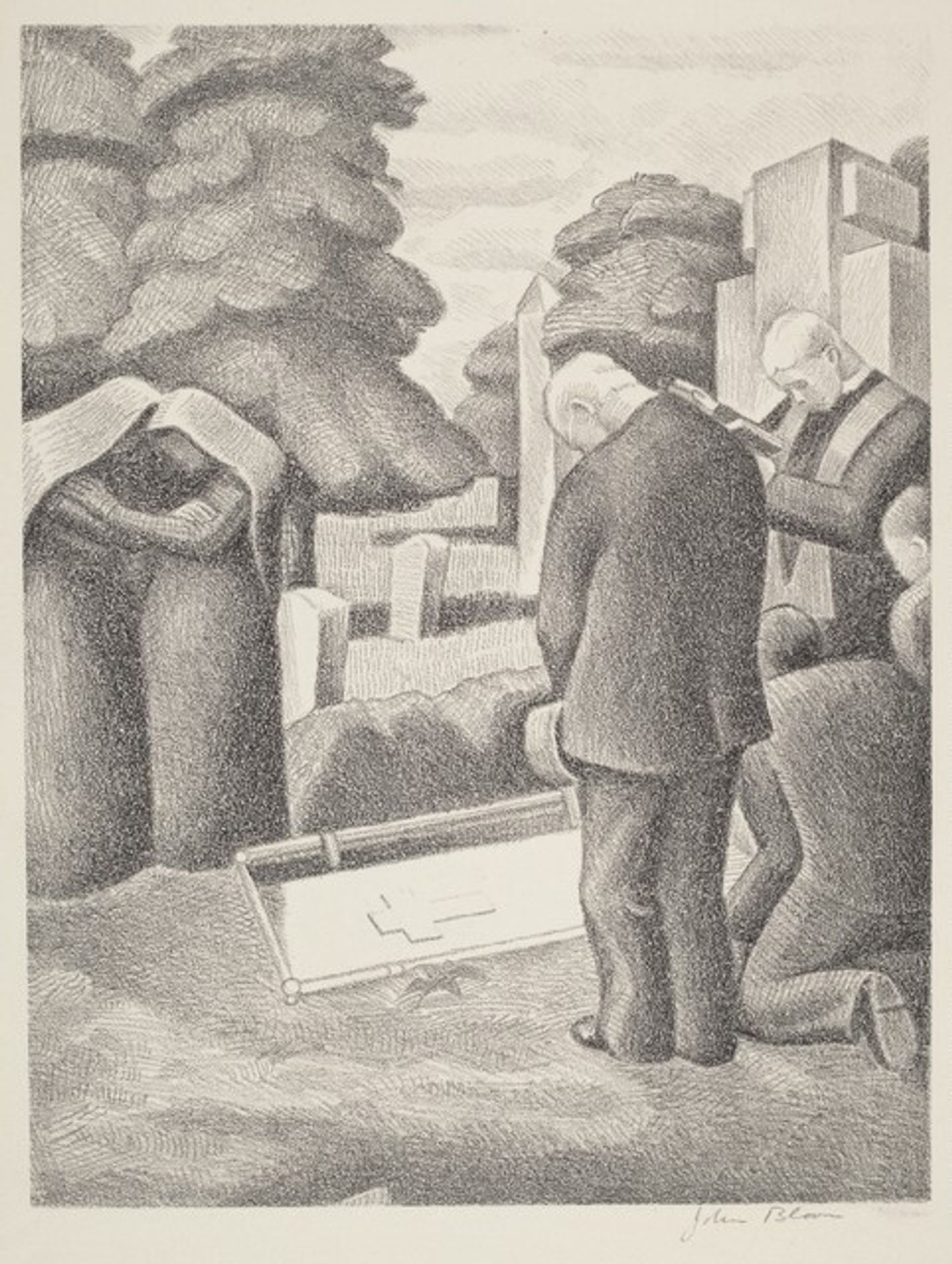 Untitled  (Mourners at Graveside) by John Vincent Bloom