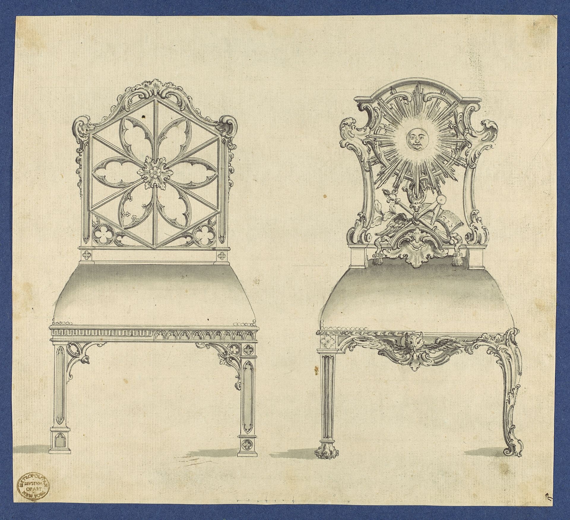 Gothick [Gothic] Chairs, in Chippendale Drawings, Vol. I by Thomas Chippendale
