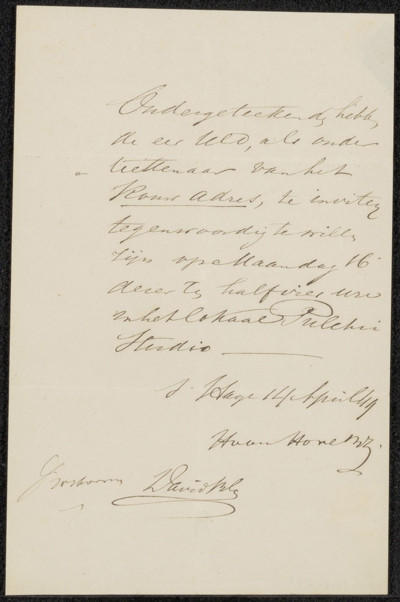 Brief aan J. Weissenbruch by Huib van Hove Bz