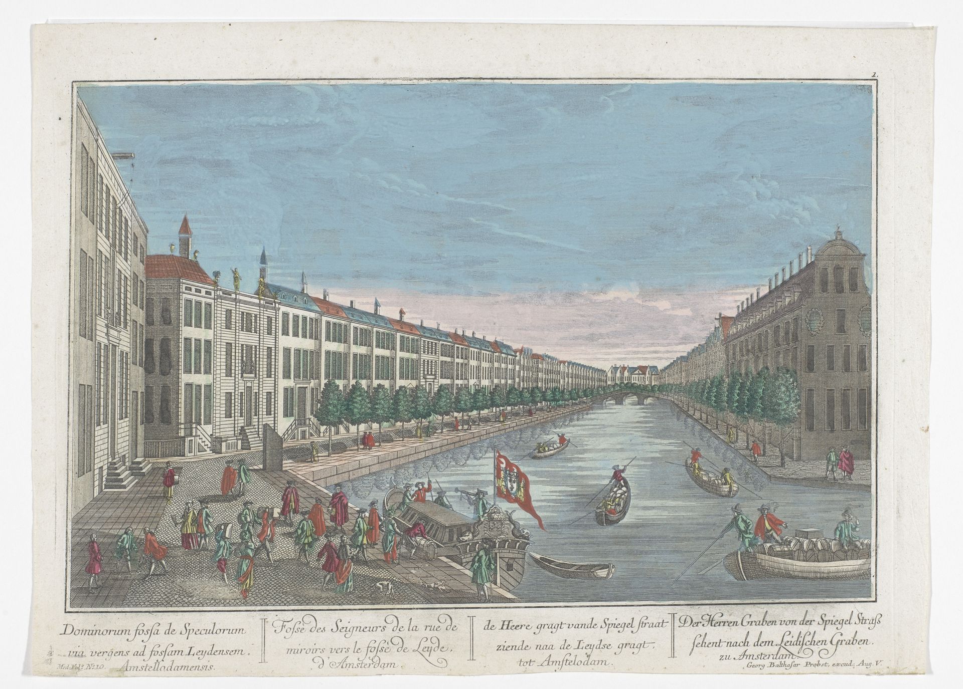 Gezicht op de Herengracht te Amsterdam by Georg Balthasar Probst