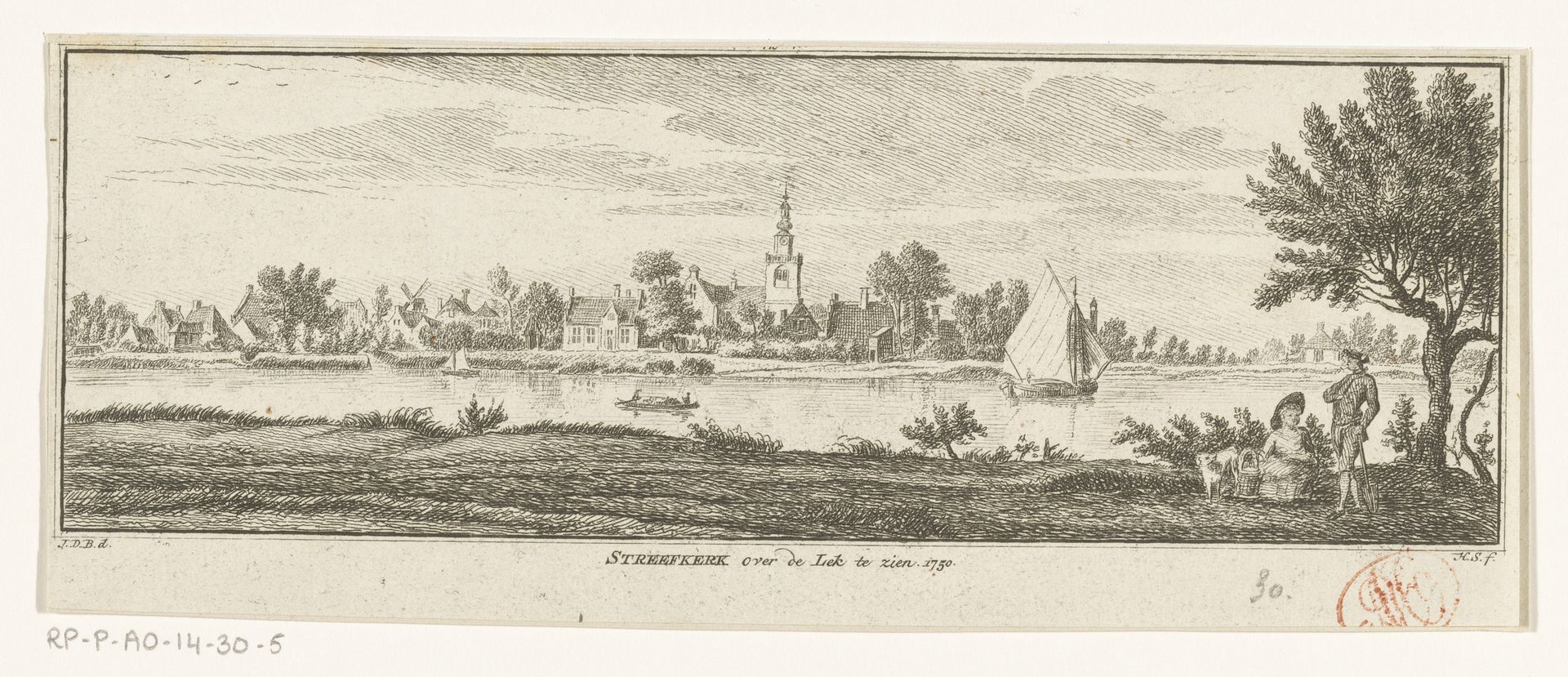 Gezicht op Streefkerk, 1750 by Hendrik Spilman