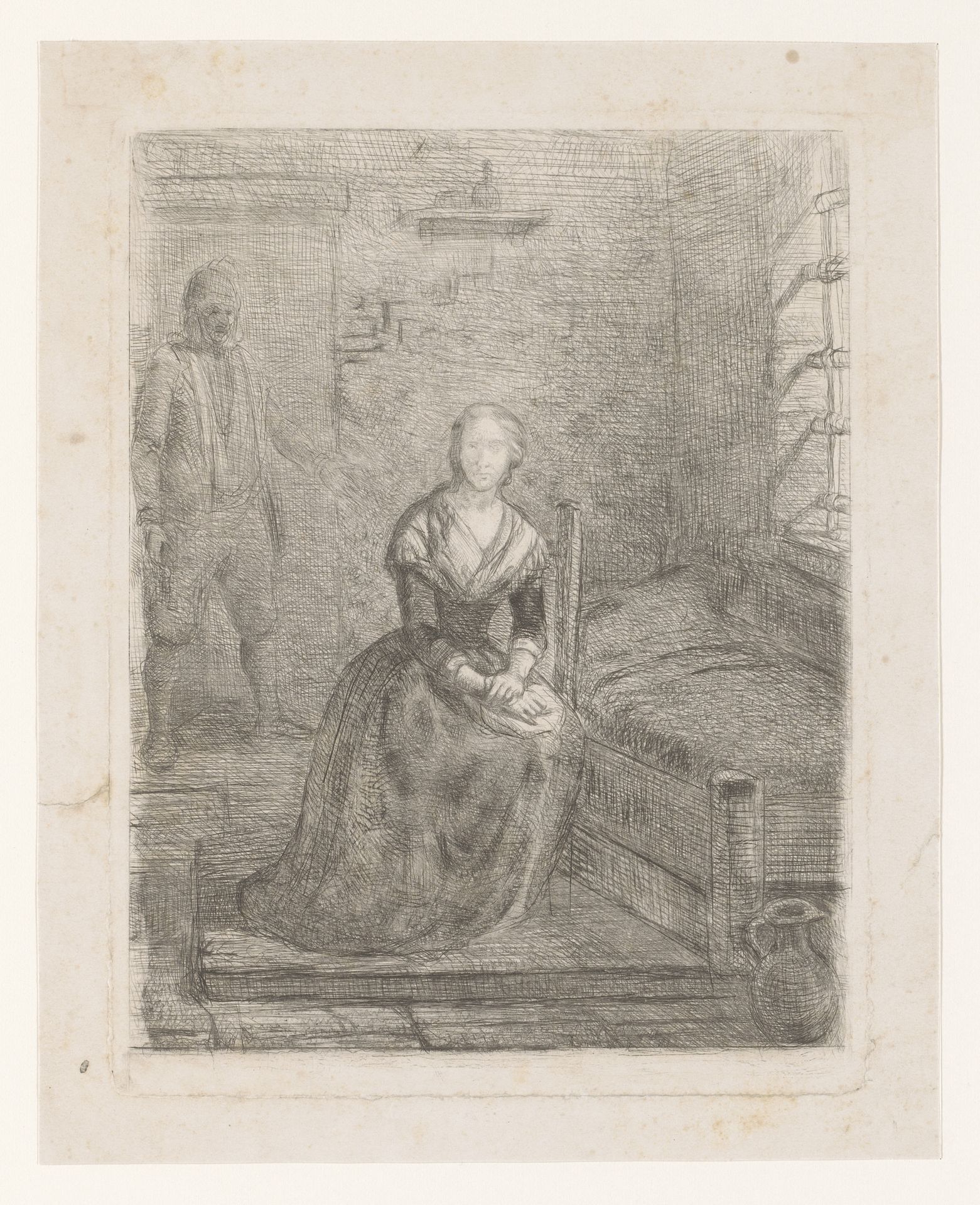 Marie Antoinette gevangen in de Tour du Temple by Charles Augustin Wauters