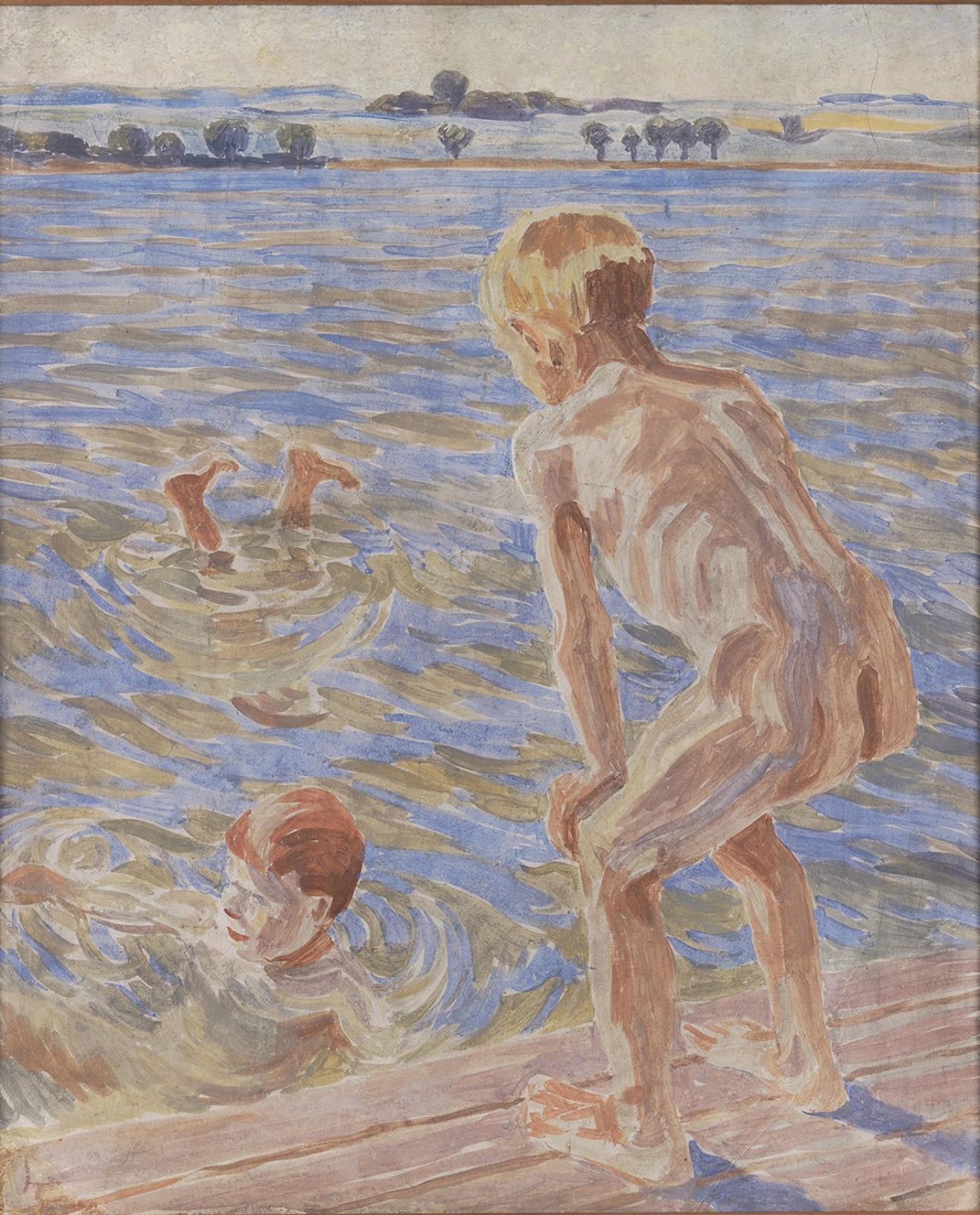 Badende drenge. Fåborg Fjord by Peter Hansen