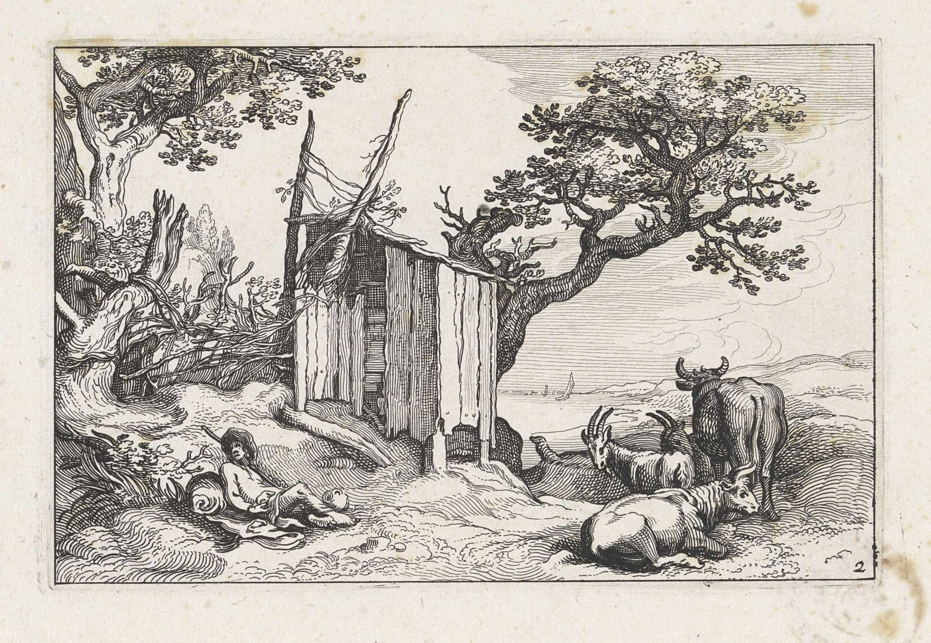Landschap met een houten schuur by Claes Jansz. Visscher