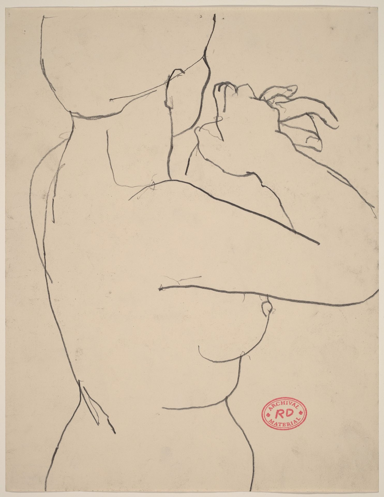 Untitled [side view of nude with her arms raised in surprise] by Richard Diebenkorn