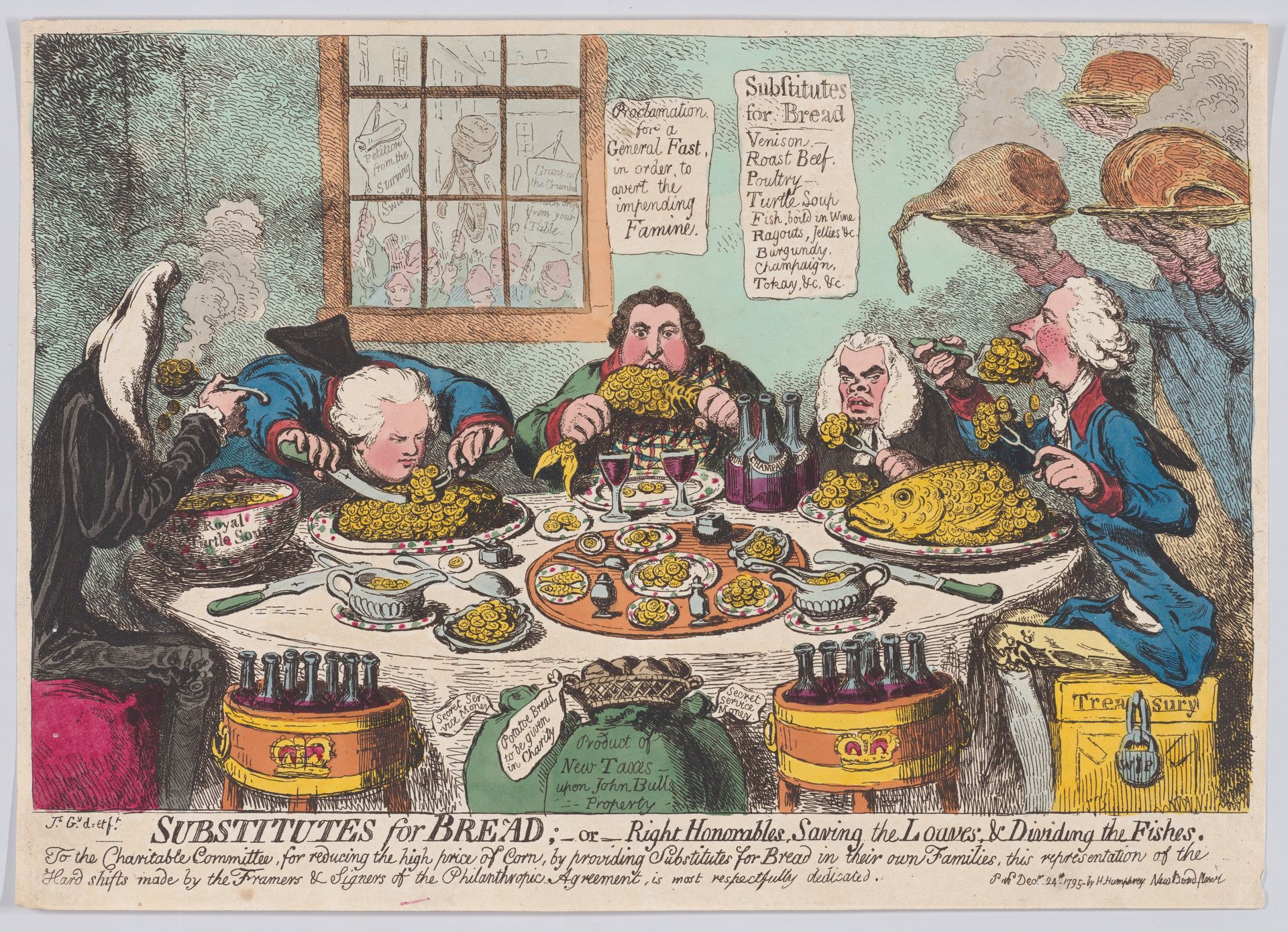 Substitutes for Bread;–or–Right Honorables, Saving the Loaves, & Dividing the Fishes by James Gillray