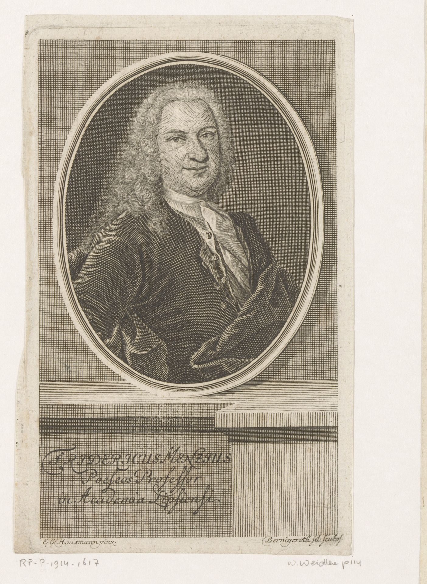 Portret van Friedrich Menz by Johann Martin Bernigeroth