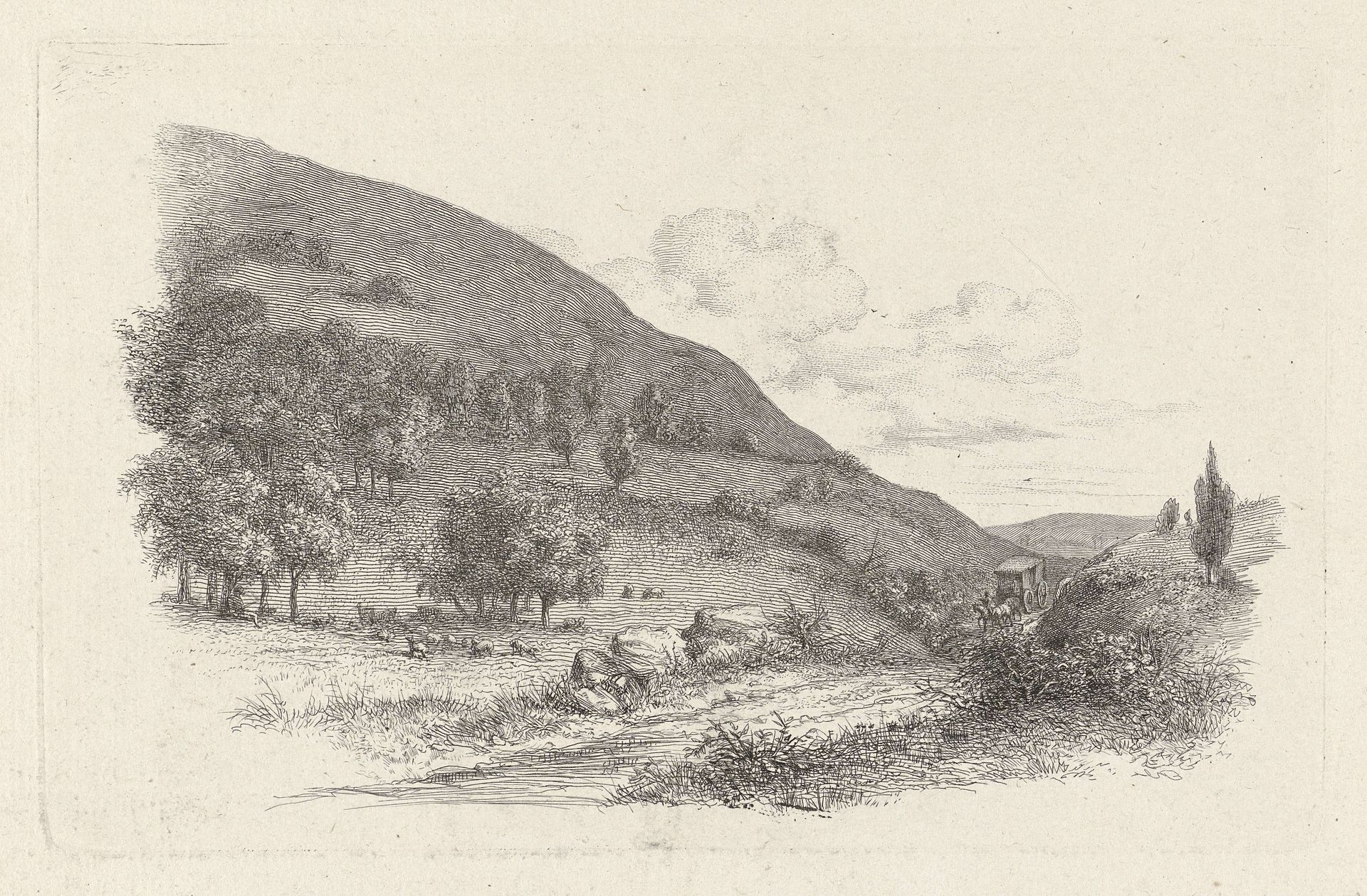 Rijtuig in een landschap by Jacob Ernst Marcus
