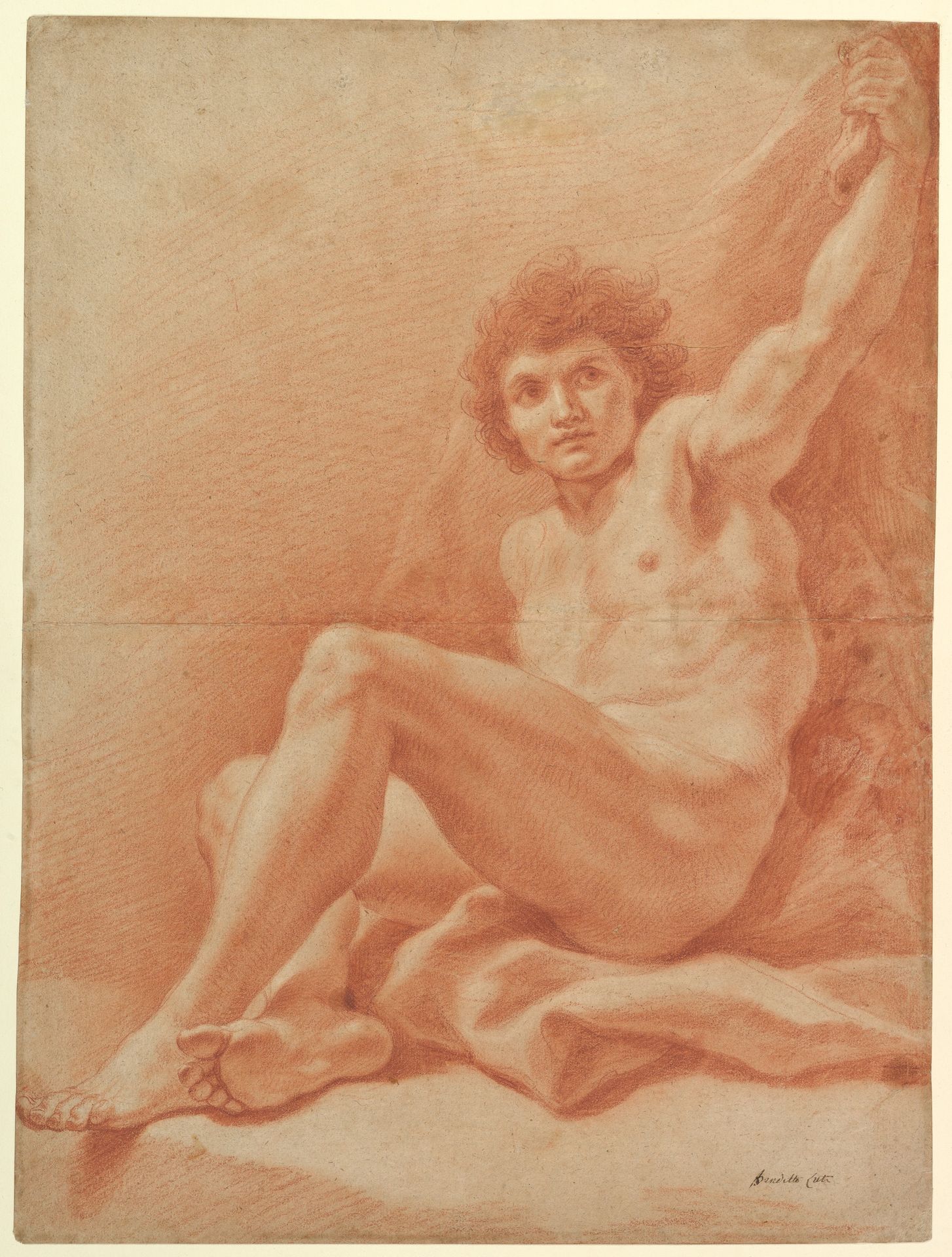 Seated Nude Male Figure (recto); Seated Figure (verso) by Benedetto Luti