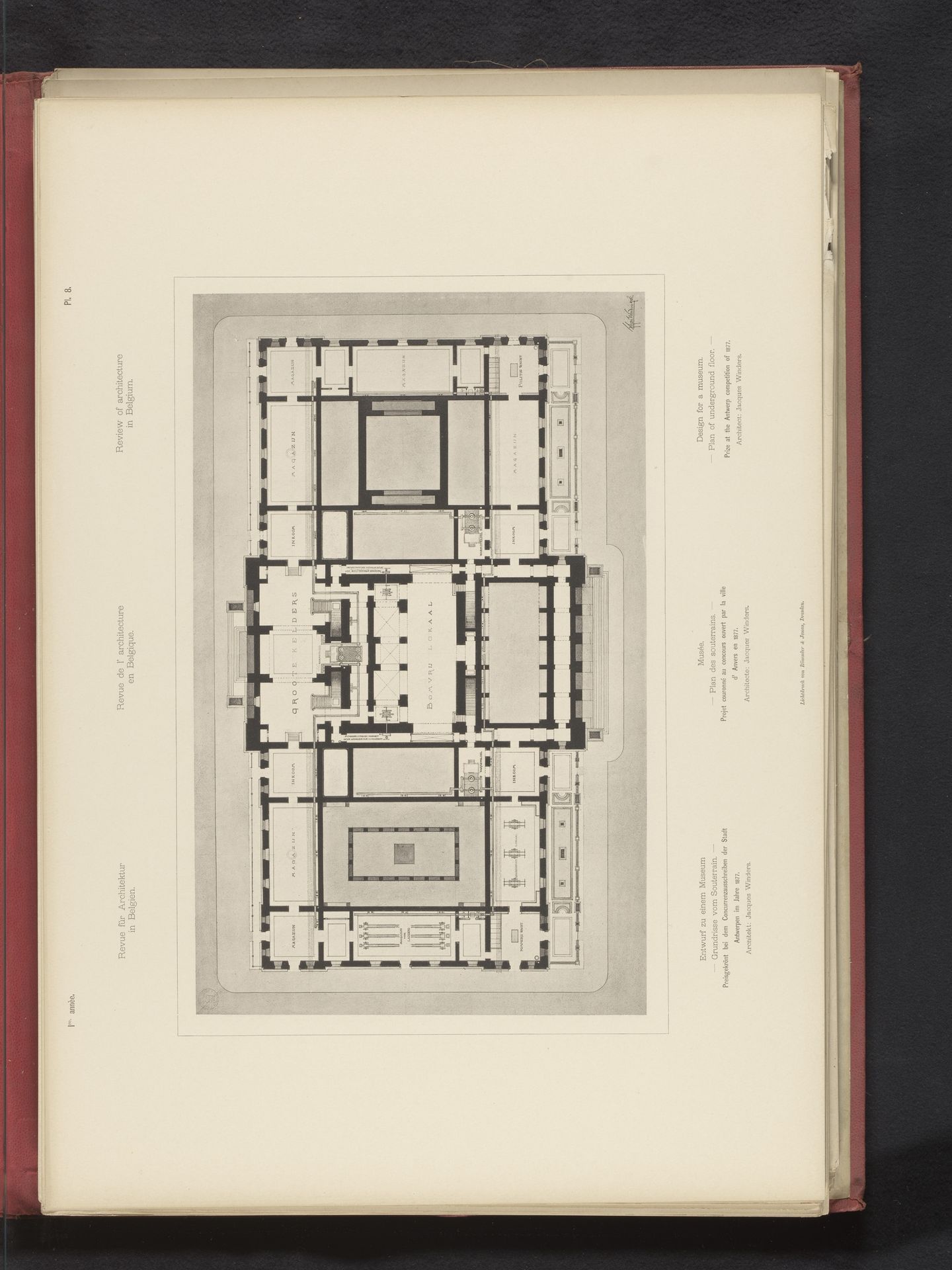 Reproductie van een plattegrond van een ondergrondse verdieping van een museum door Jean-Jacques Winders by Römmler & Jonas