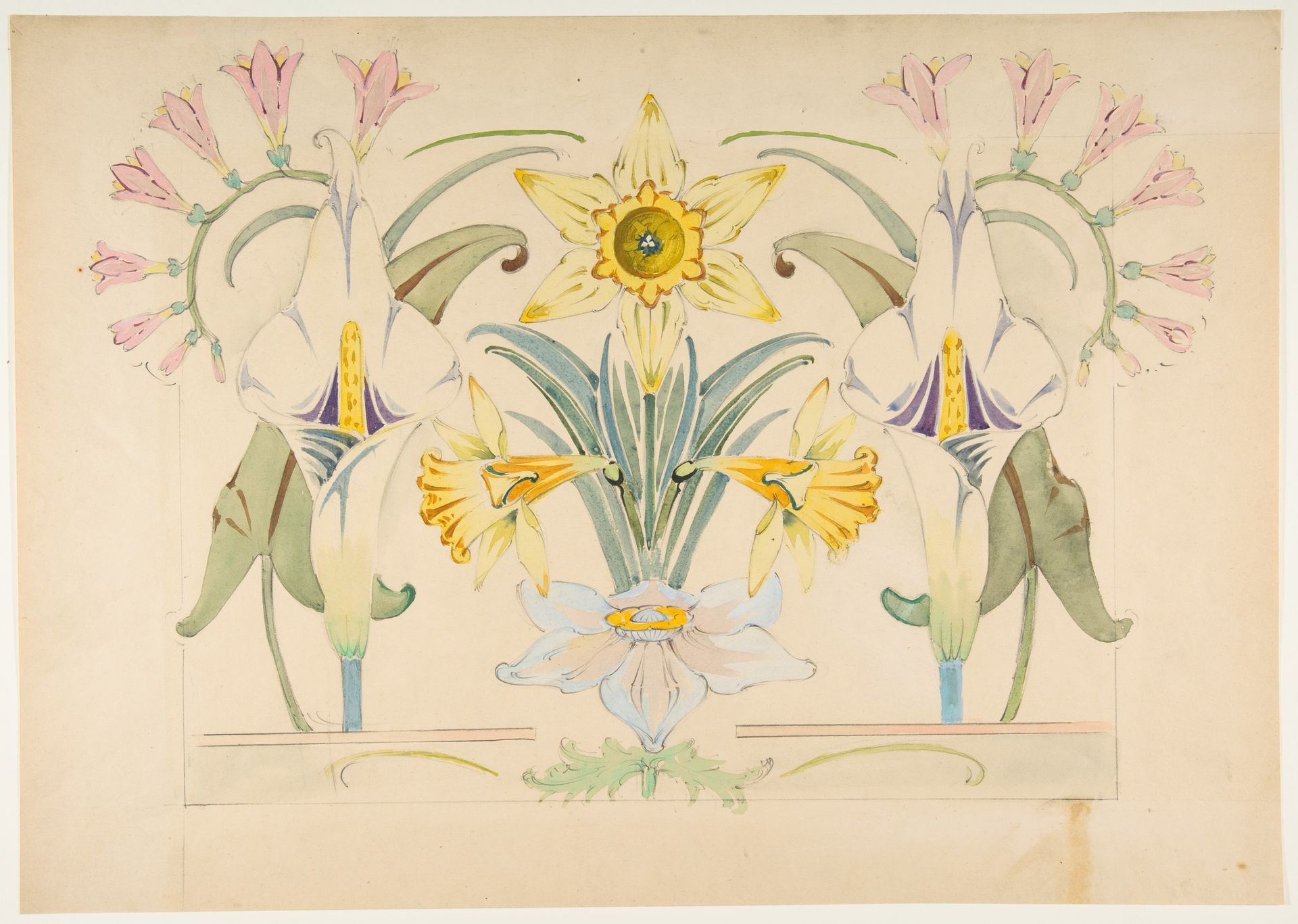 Flower Design: Daffodils and Calla Lilies by Anonymous