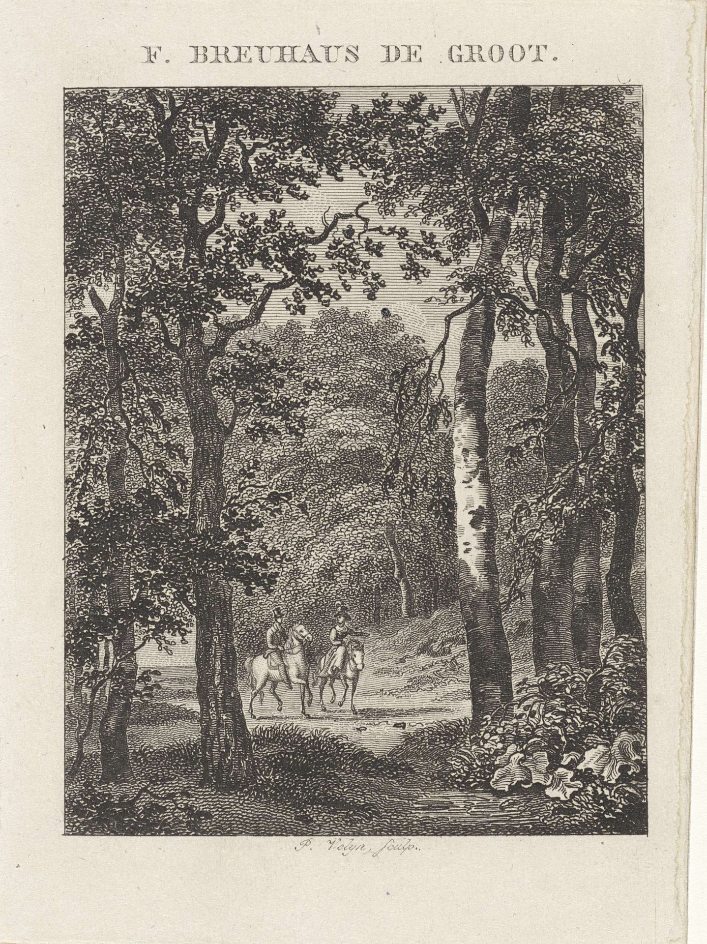 Twee ruiters in een bos by Philippus Velijn