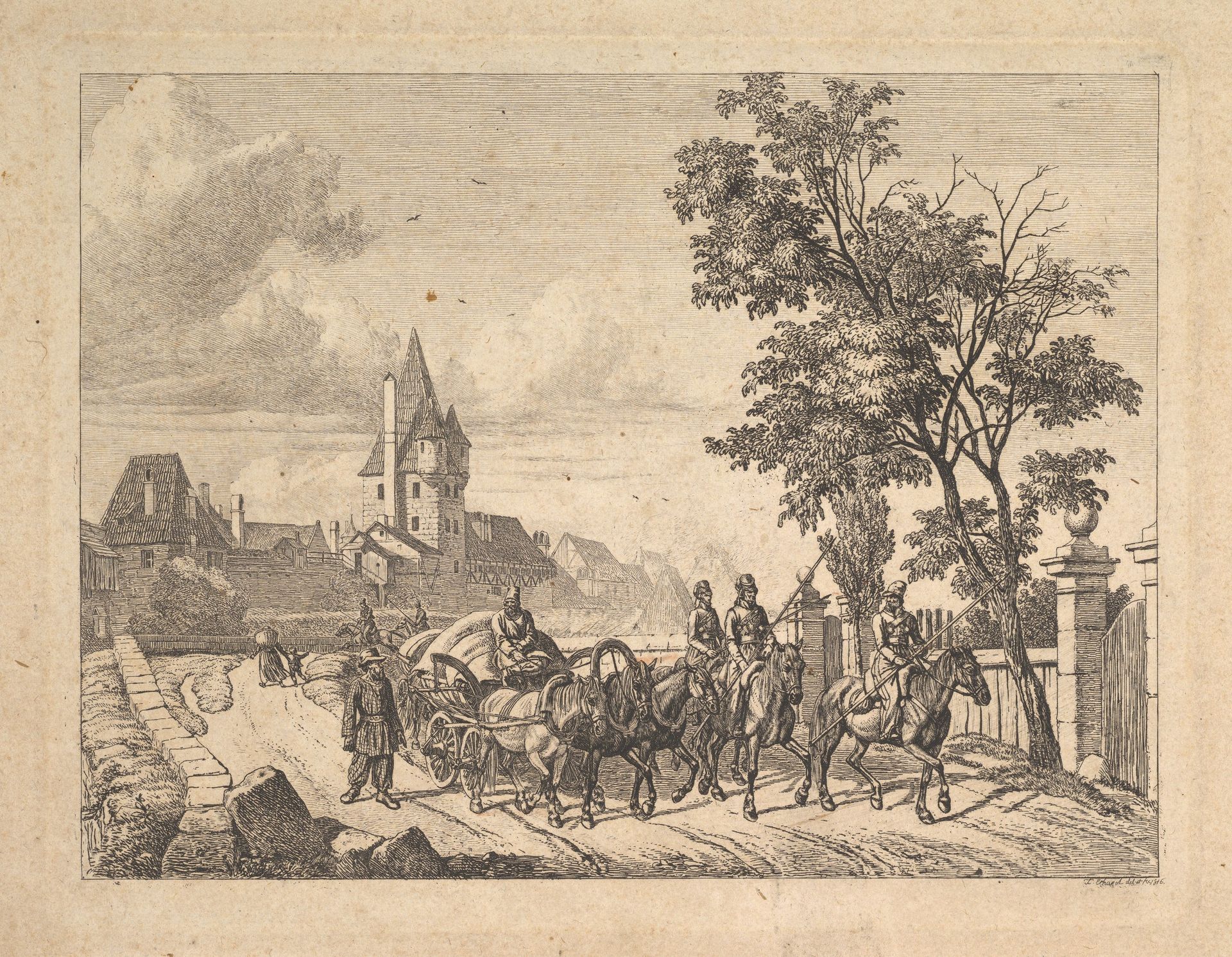 The Cossacks Escorting the Baggage Wagon by Johann Christoph Erhard