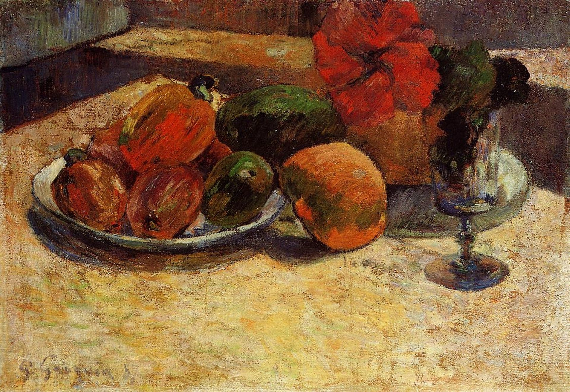 Still life with mangoes and hibiscus by Paul Gauguin