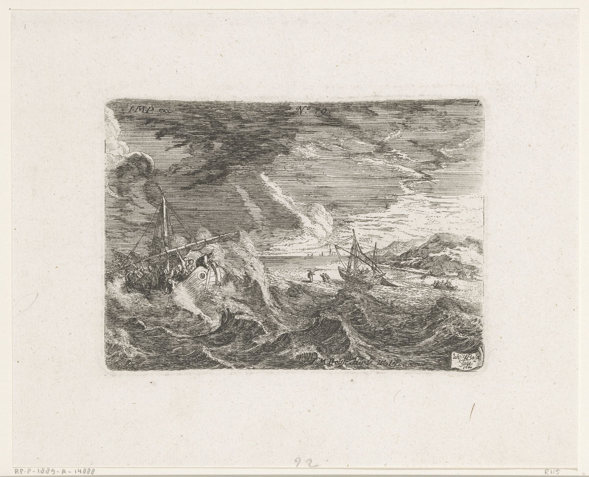 Storm op het Meer van Galilea by Johann Wilhelm Baur