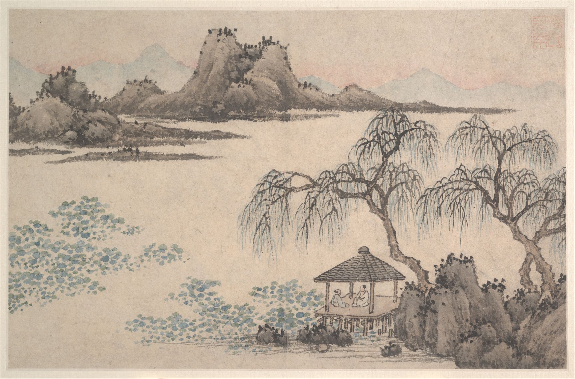 Landscape with Pavilion and Willows by Shen Zhou