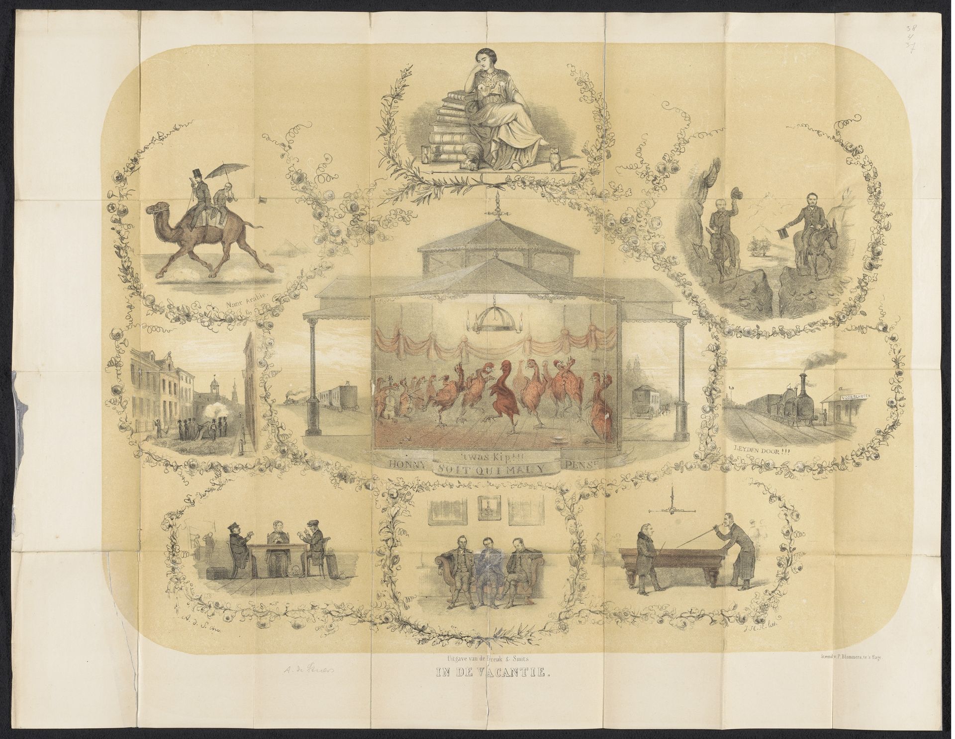 Spotprent in Leidse studentenalmanak, 1861 by Johan Hendrik Hoffmeister