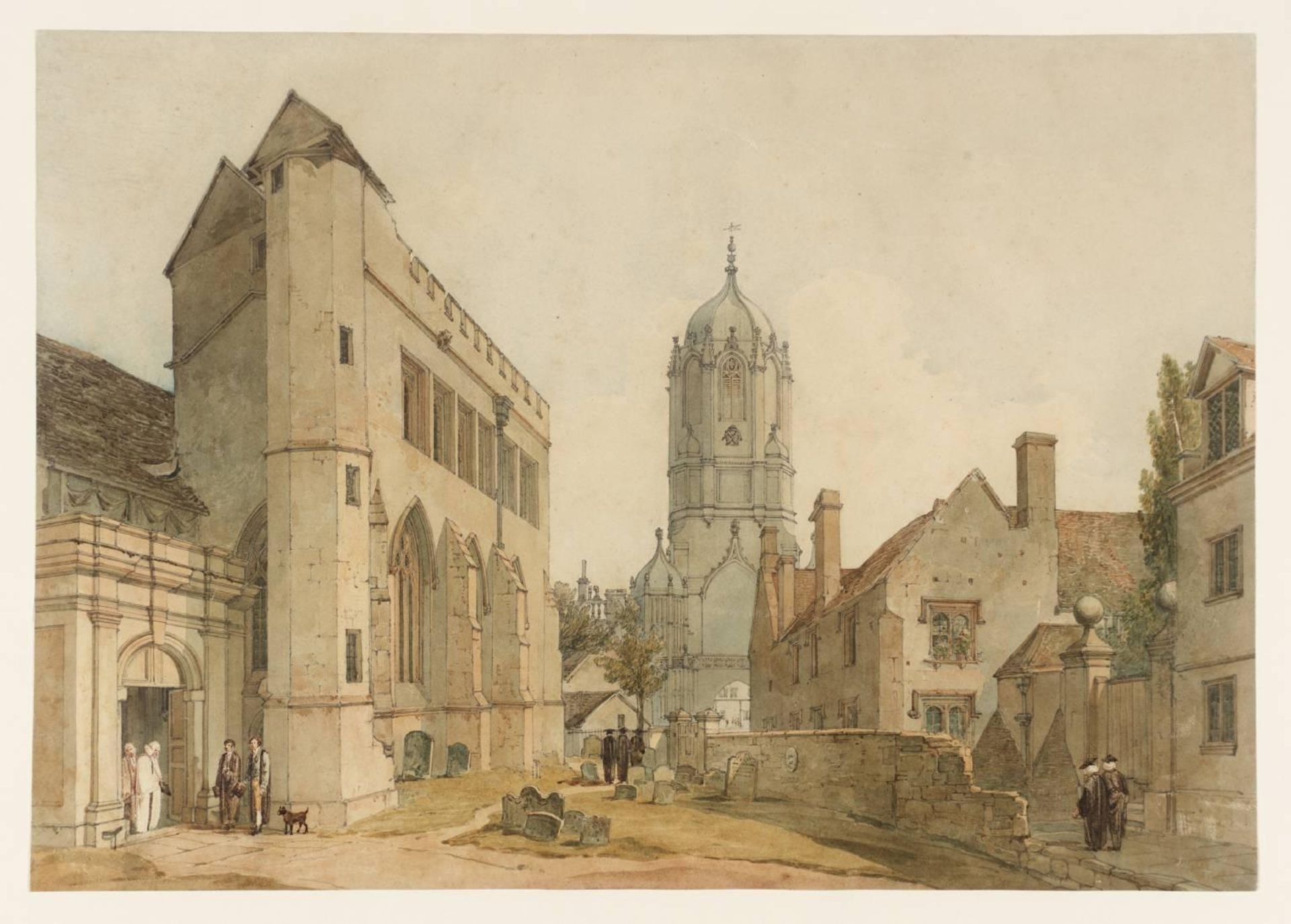 St Aldate’s Church with Tom Tower and Part of Pembroke by British School 18th century