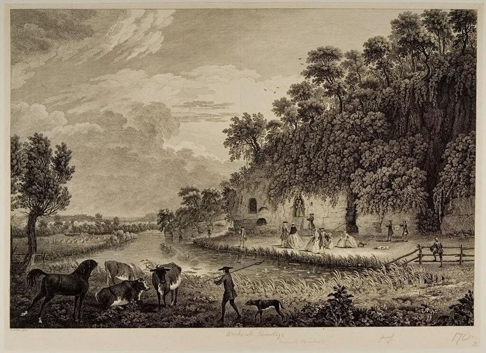 Warkworth Hermitage by FranÃ§ois Vivares