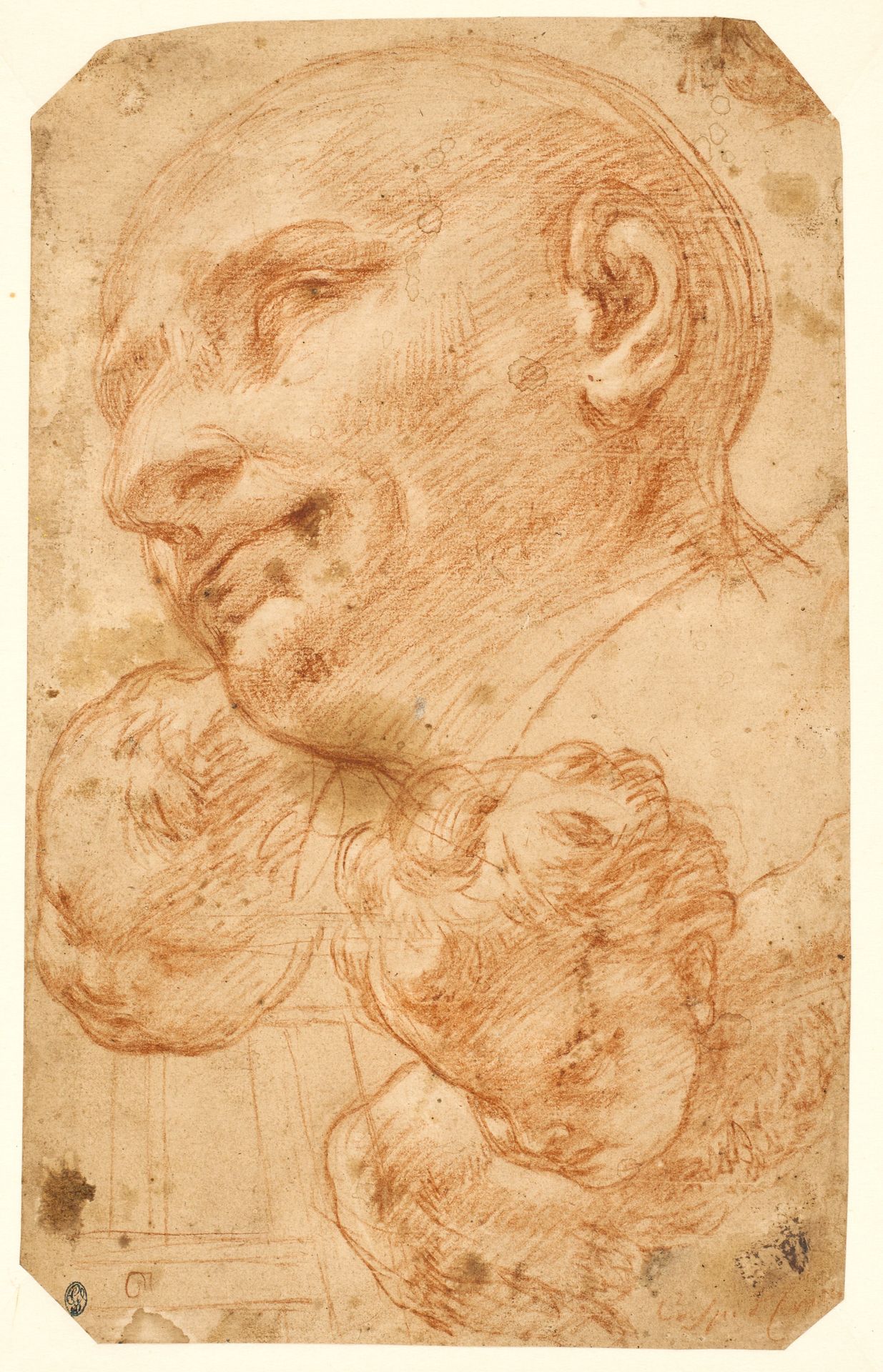 Heads of St Charles Borromeo and two cherubs by Giacinto Brandi
