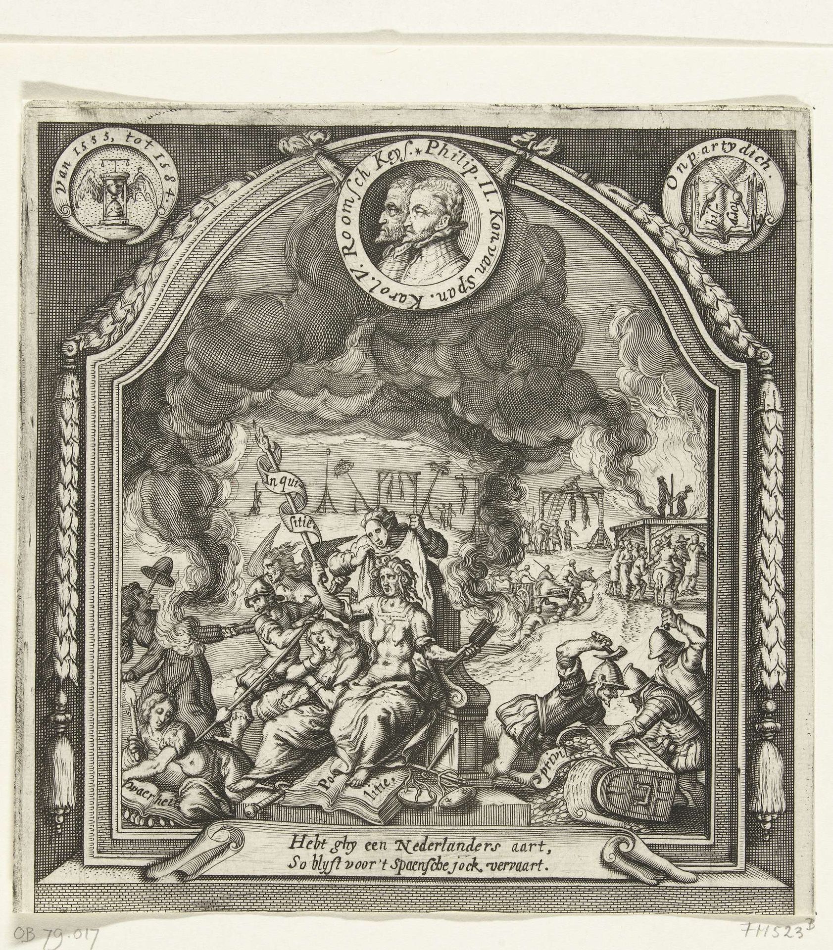 Titelprent voor Nederlantsche Oorloghen van Pieter Bor, 1621 by Anonymous