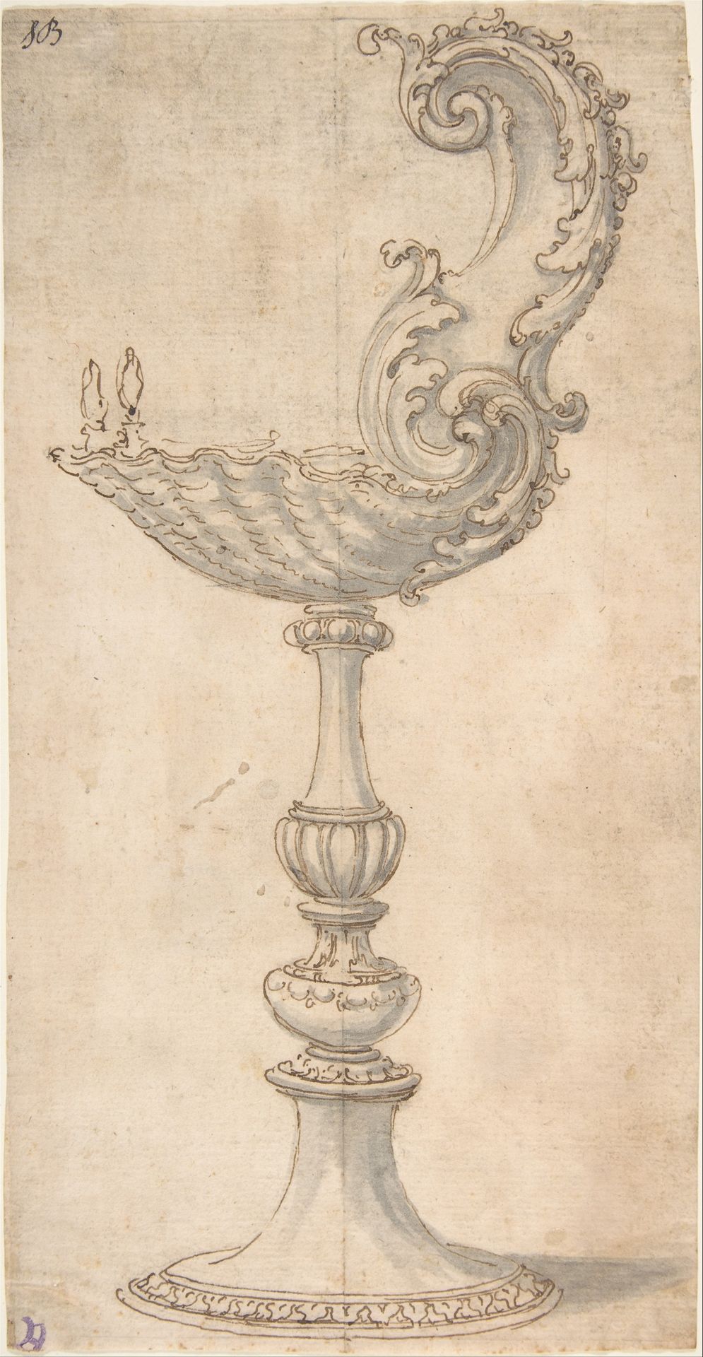 Design for a Cup or Reliquary Composed of a Shell and S-Volute. by Giovanni Battista Foggini