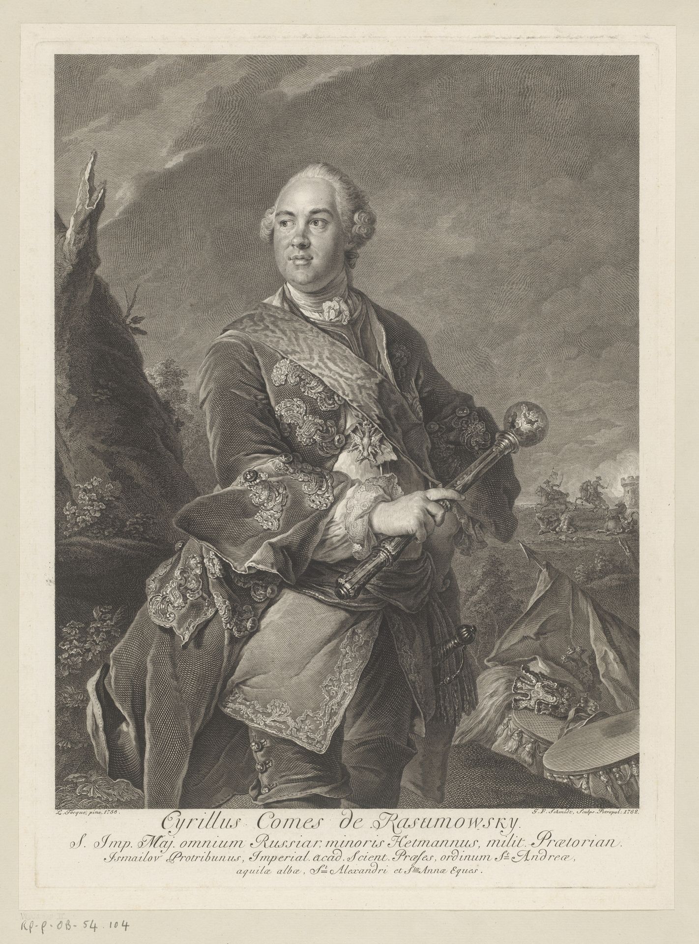 Portret van Kyrylo Rozumovskyi by Georg Friedrich Schmidt