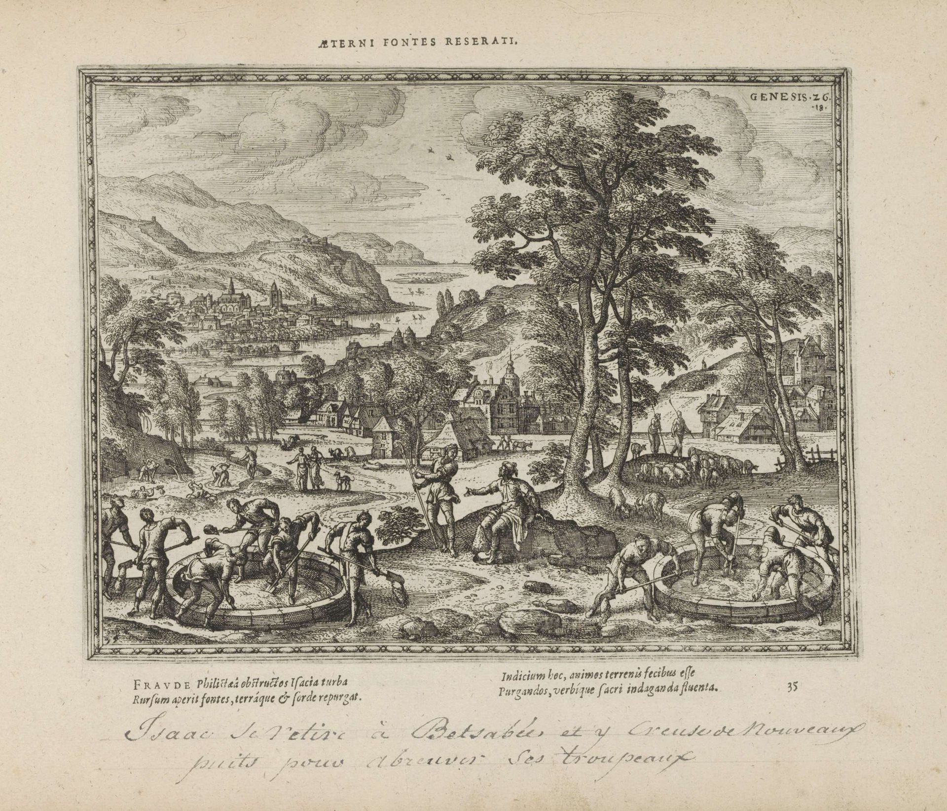 Isaak graaft de putten open by Pieter van der (I) Borcht