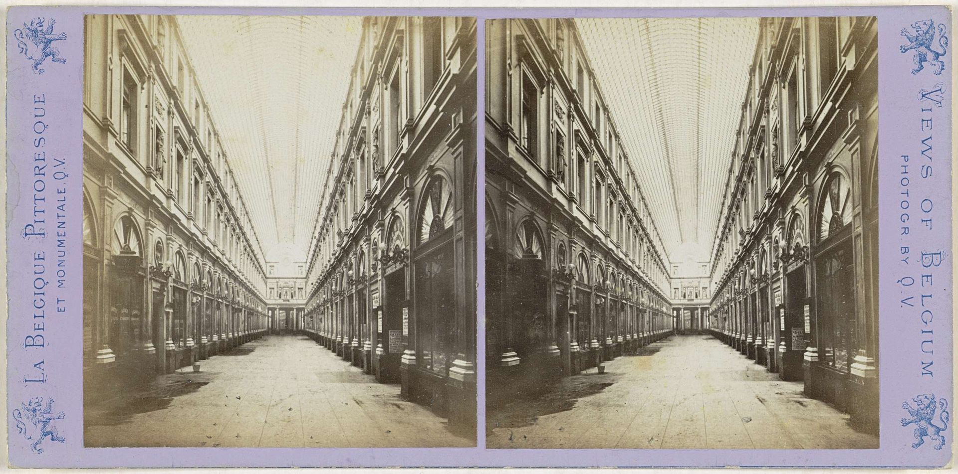 Interieur van de Koninklijke Sint-Hubertusgalerijen in Brussel by Jules Hippolyte Quéval