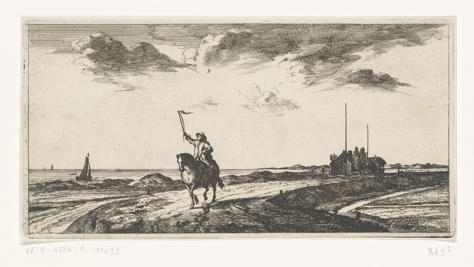 Postbode rijdt langs het strand by Joost van Geel