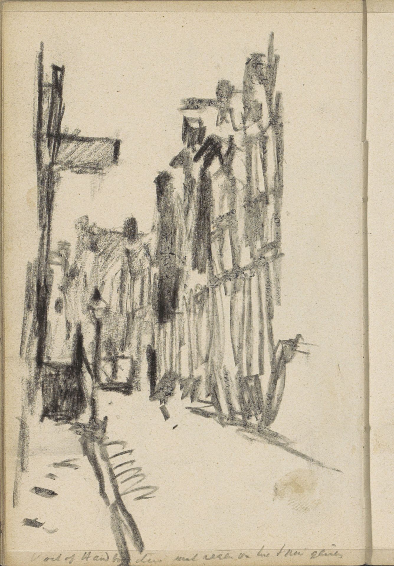 Voetboogstraat of de Handboogstraat te Amsterdam, gezien vanaf het Spui by George Hendrik Breitner