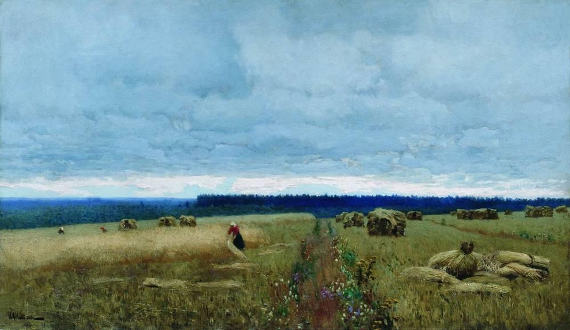 A dull  day. Stubble. by Isaac Levitan