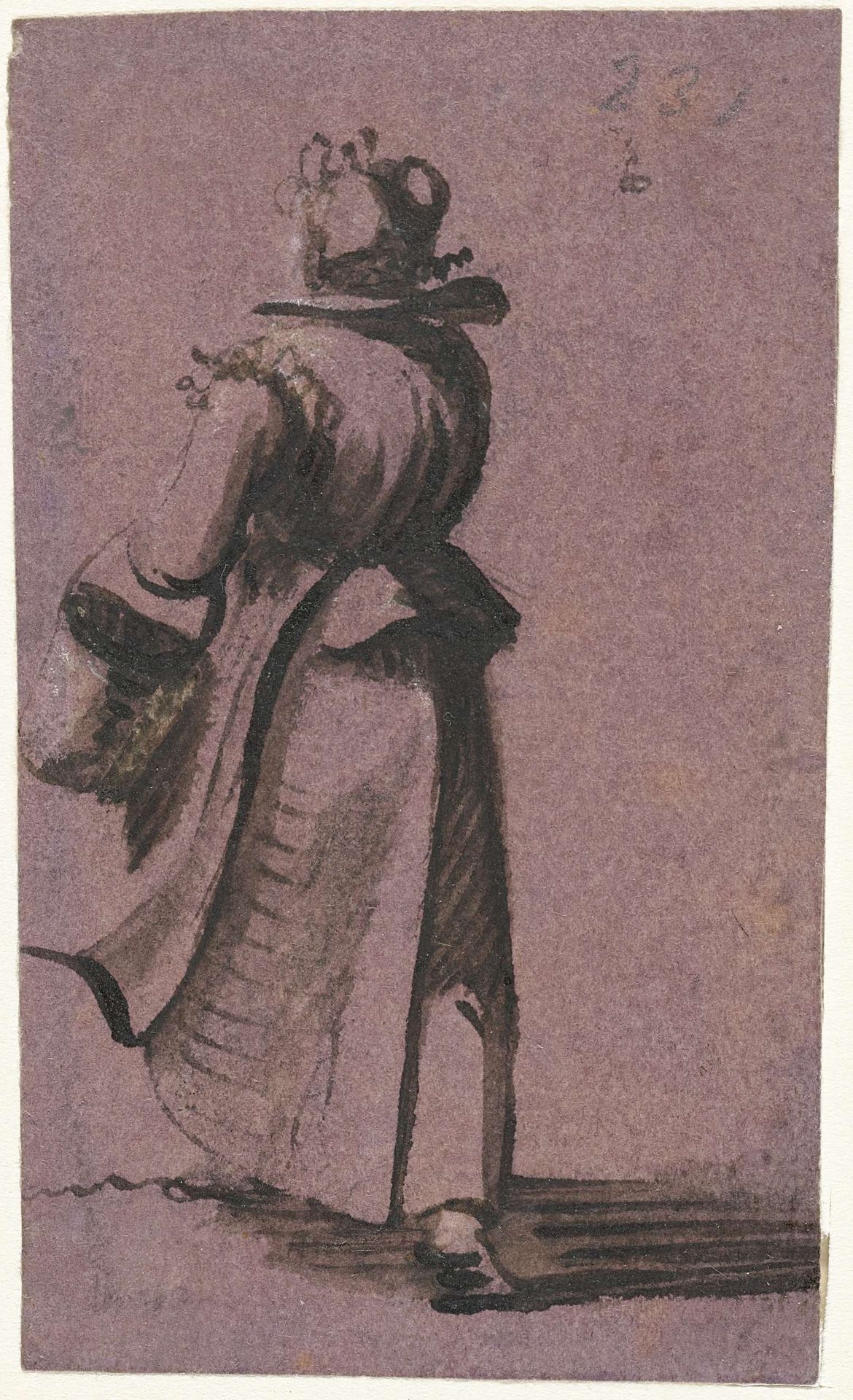 Vrouw naar links lopend, van achteren by Harmen ter Borch