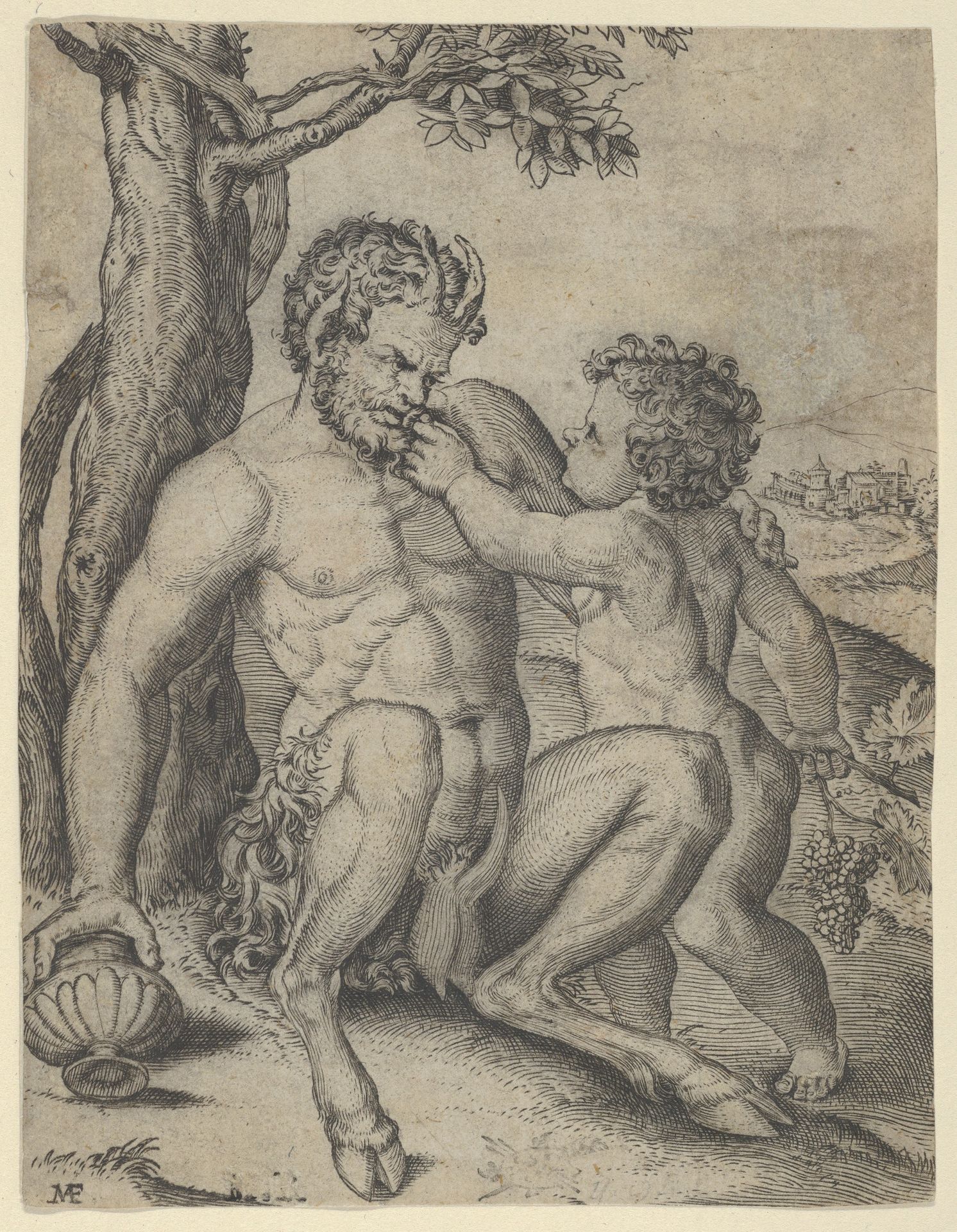 Satyr and Child by Marcantonio Raimondi