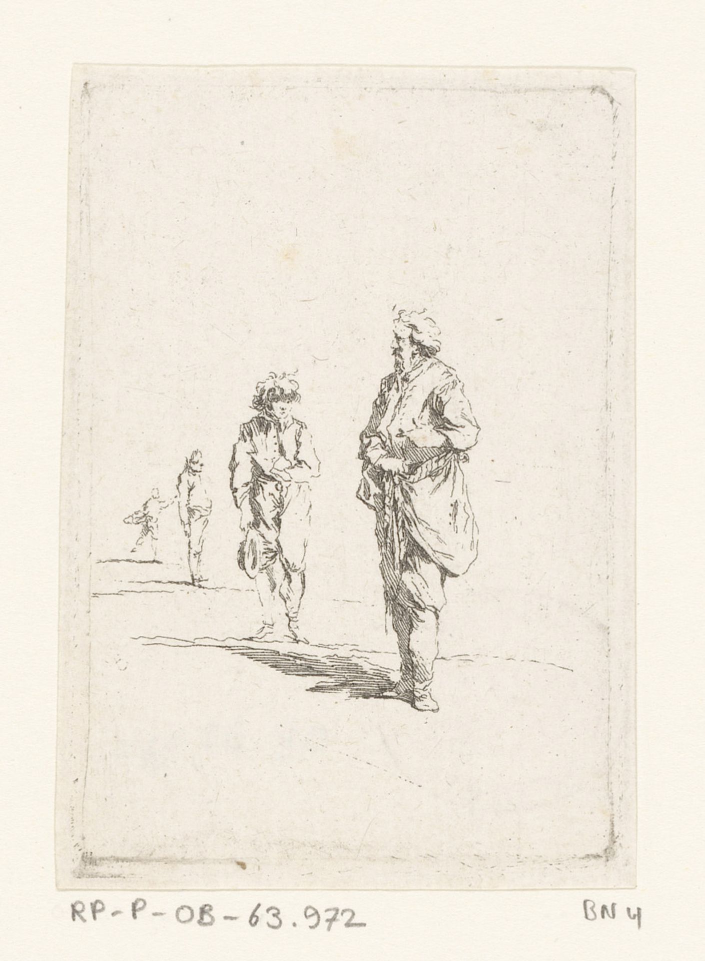Vier staande mannen by Jacques Philippe Le Bas