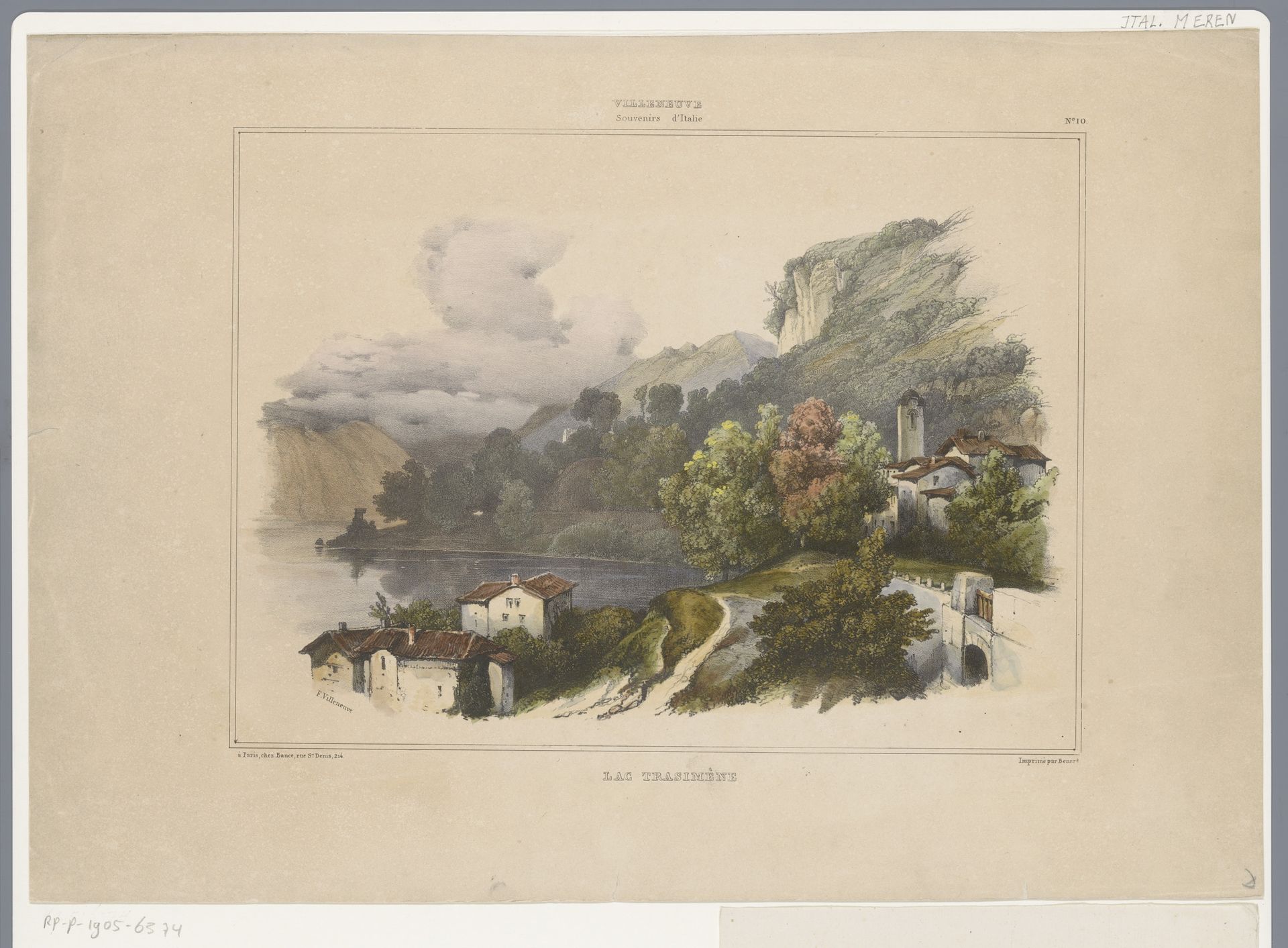 Gezicht op het Trasimeense meer in Italië by Louis Jules Frederic Villeneuve