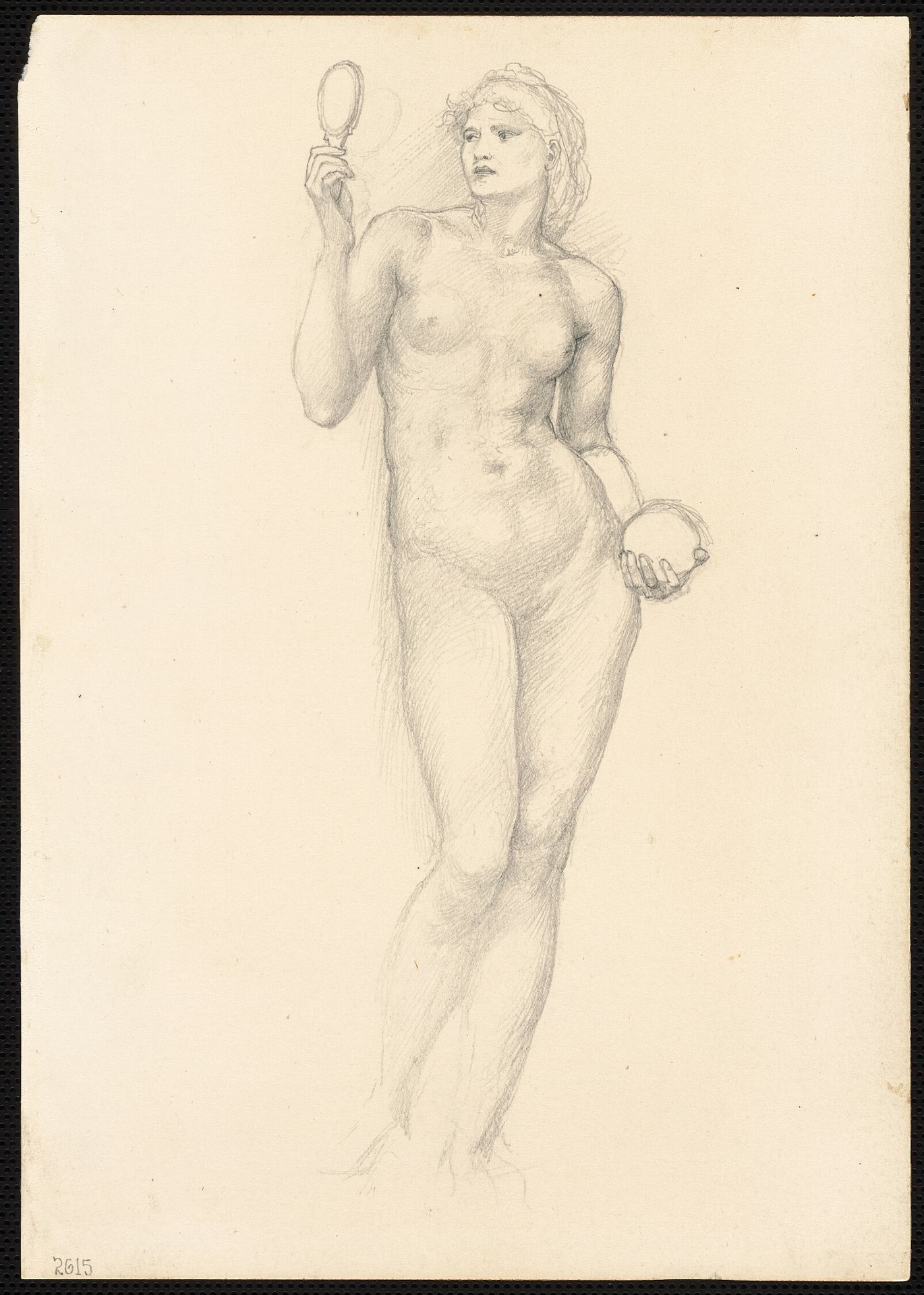 Nude Female Figure with Mirror in Right Hand by Edward Burne-Jones