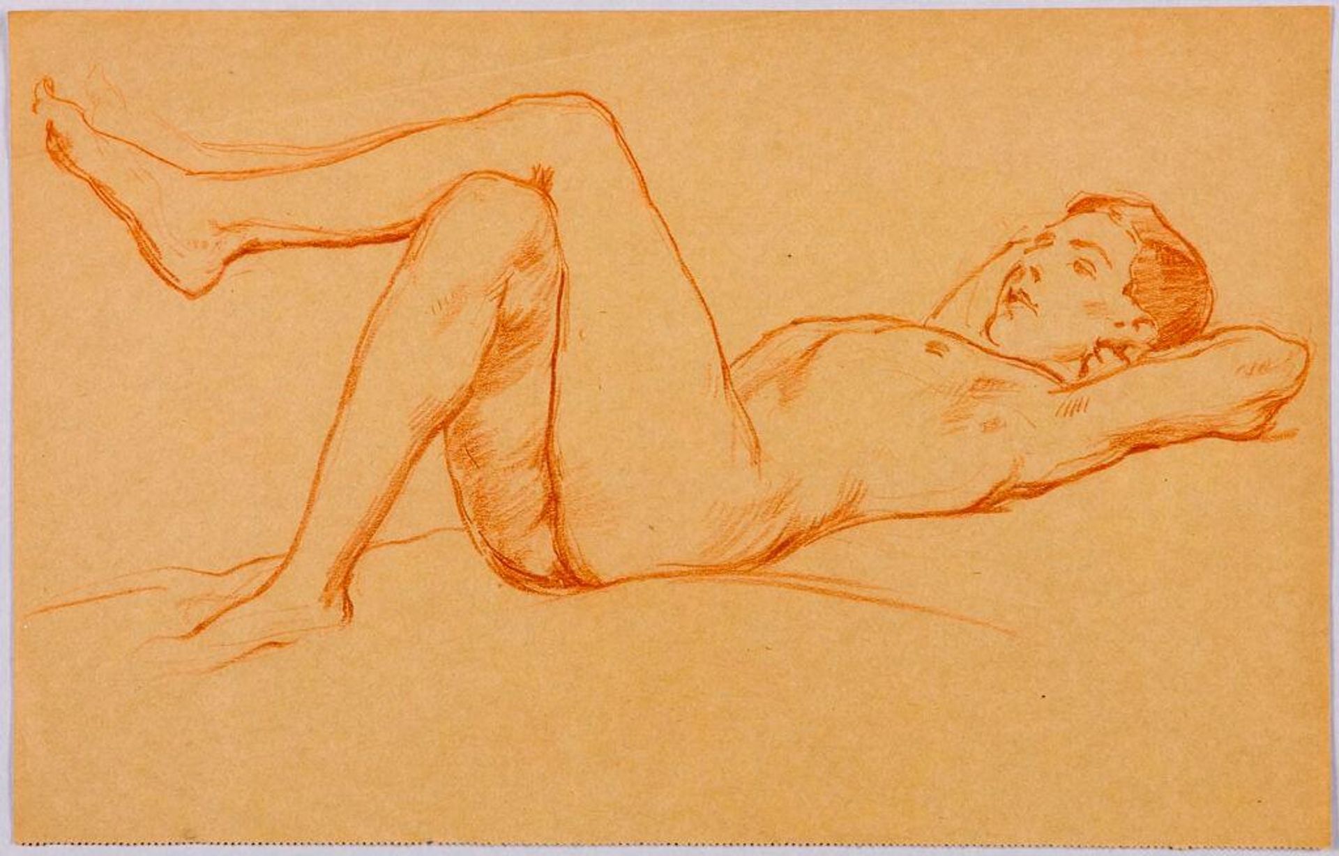 Reclining Male Nude with Arms Clasped behind Head by Frank Samuel Eastman
